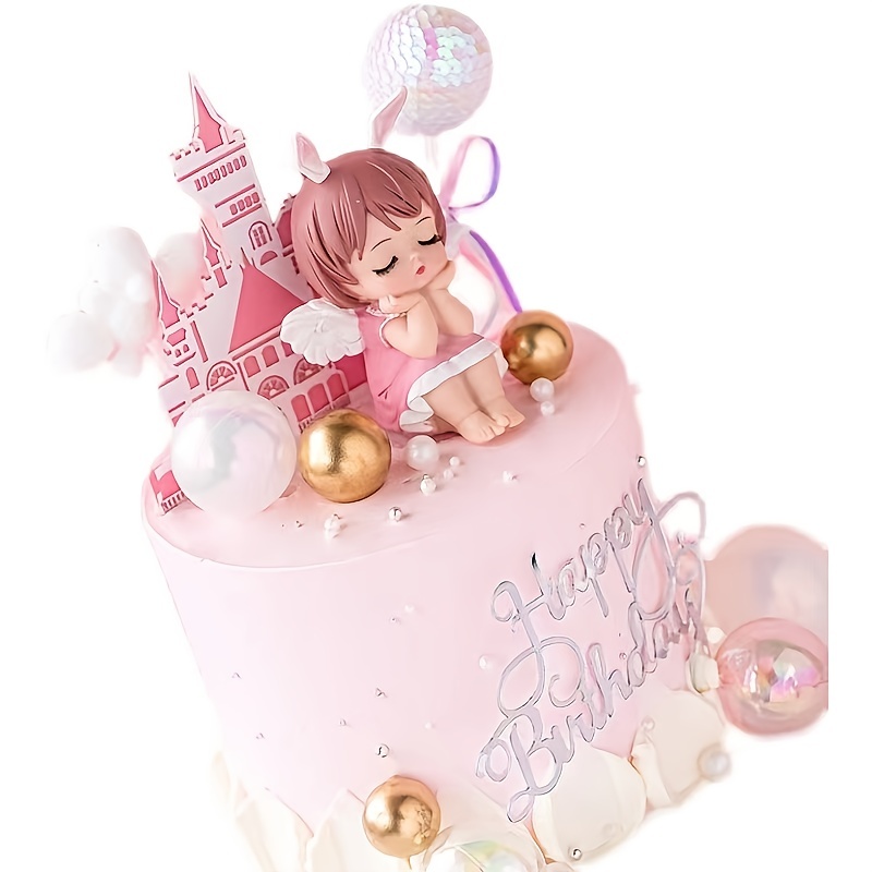 Golden Happy Birthday Angel Cake Topper, Packaging Type: Packet