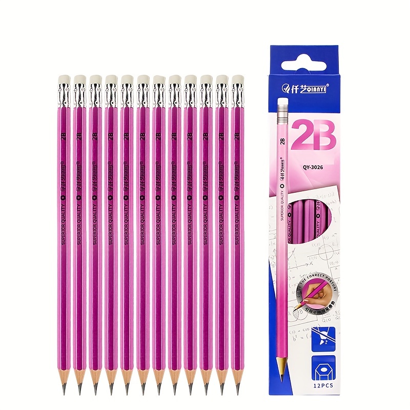2b/hb Wood Pencils.school Student Stationery 2b Hexagonal - Temu