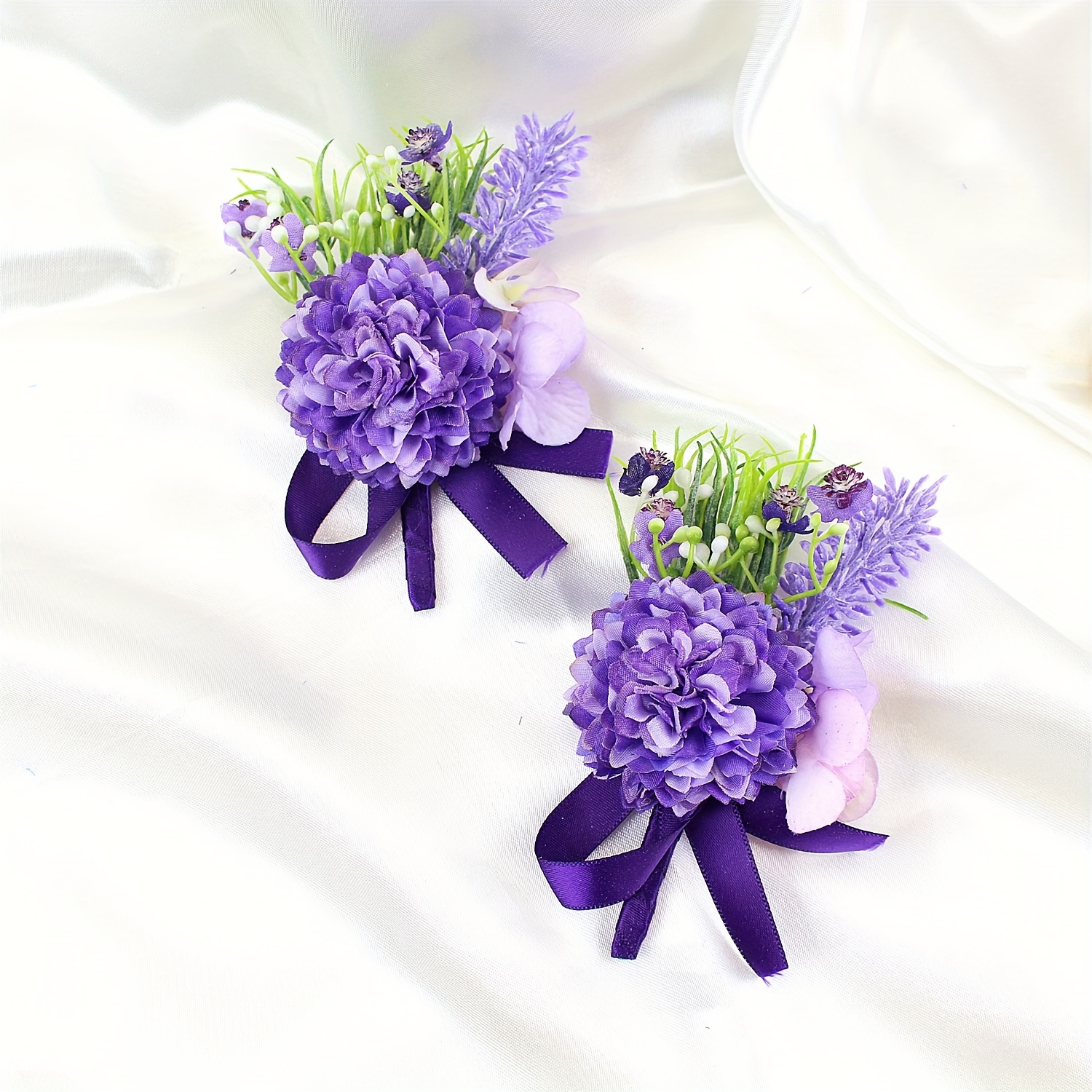 Corsage da polso con fiori rustici, fiore all'occhiello e pettine per  capelli Set da sposa di fiori secchi / Regalo per damigella d'onore /  Combinazione di lavanda inglese bordeaux / -  Italia