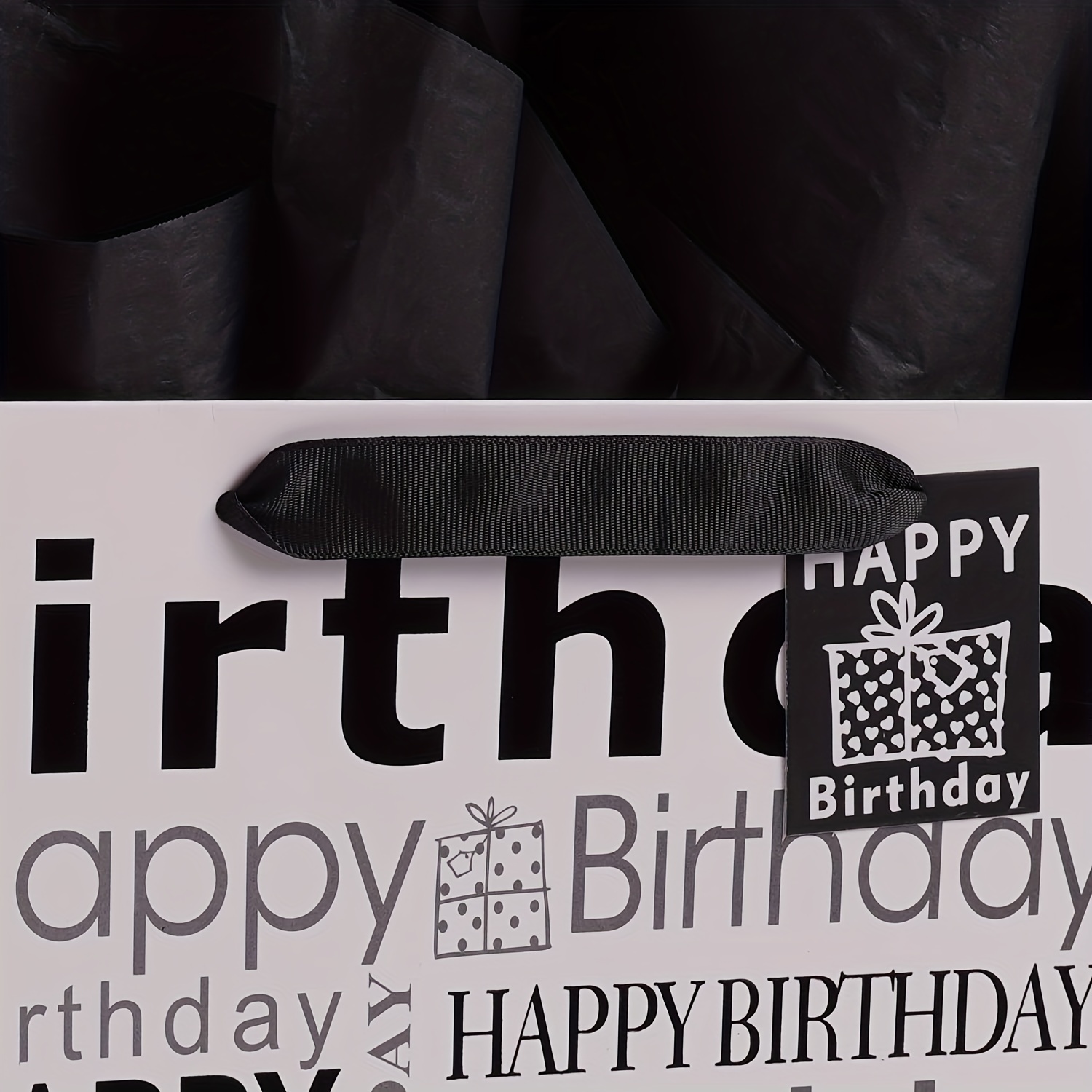 Grande sacchetto regalo bianco e nero con carta velina, sacchetto regalo di  buon compleanno per uomini donne compleanno - 12,6 x 10,25 x 4,7 