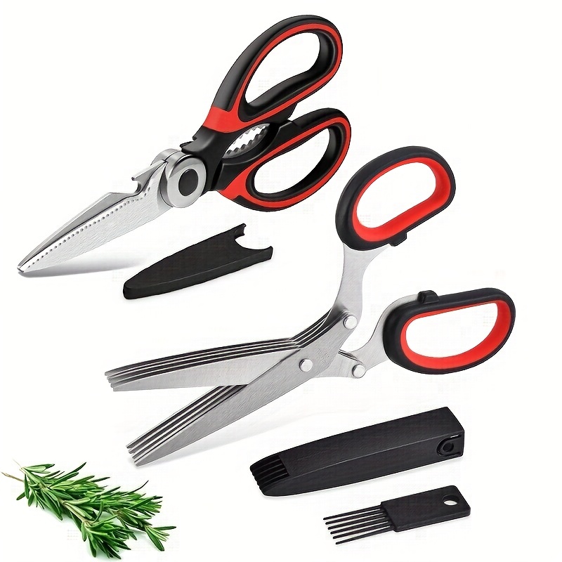 Herb Scissors Leaf Herb Stripper, Stainless Steel 5 Blades And