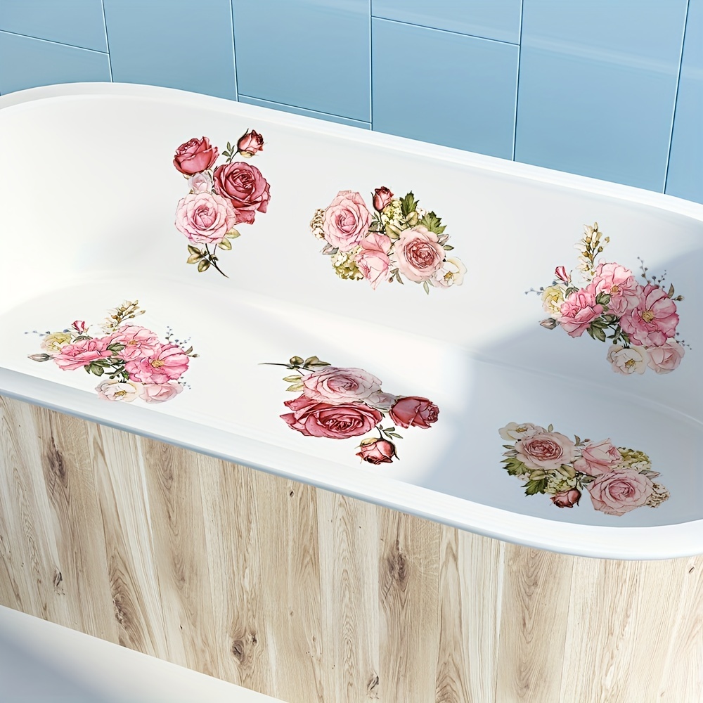 Flamingo Bathtub Appliques, Anti Slip Petal Pattern Bathtub