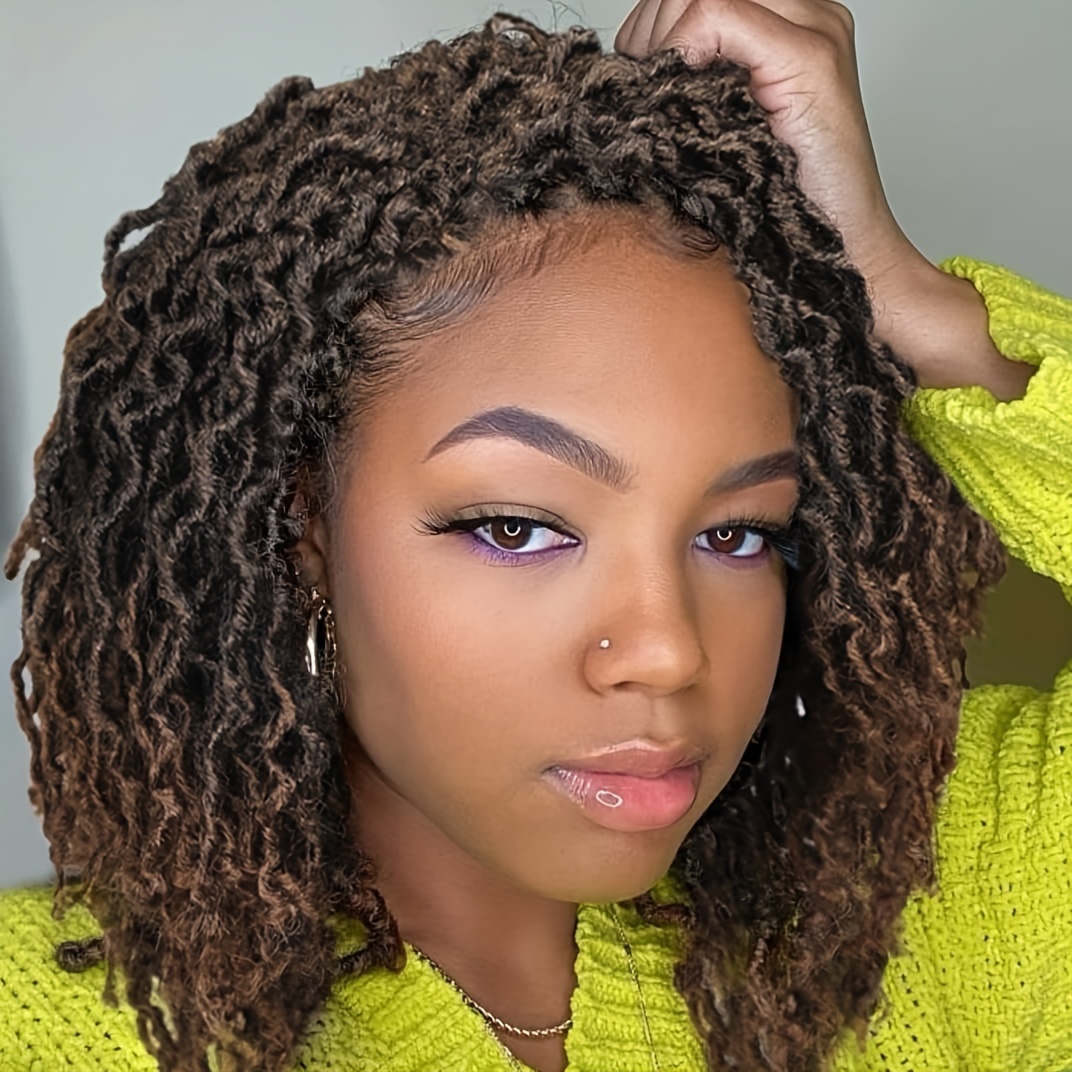 Ombre Brown Full Lace Hair Wigs Faux Locs Braided Wigs Women - Temu
