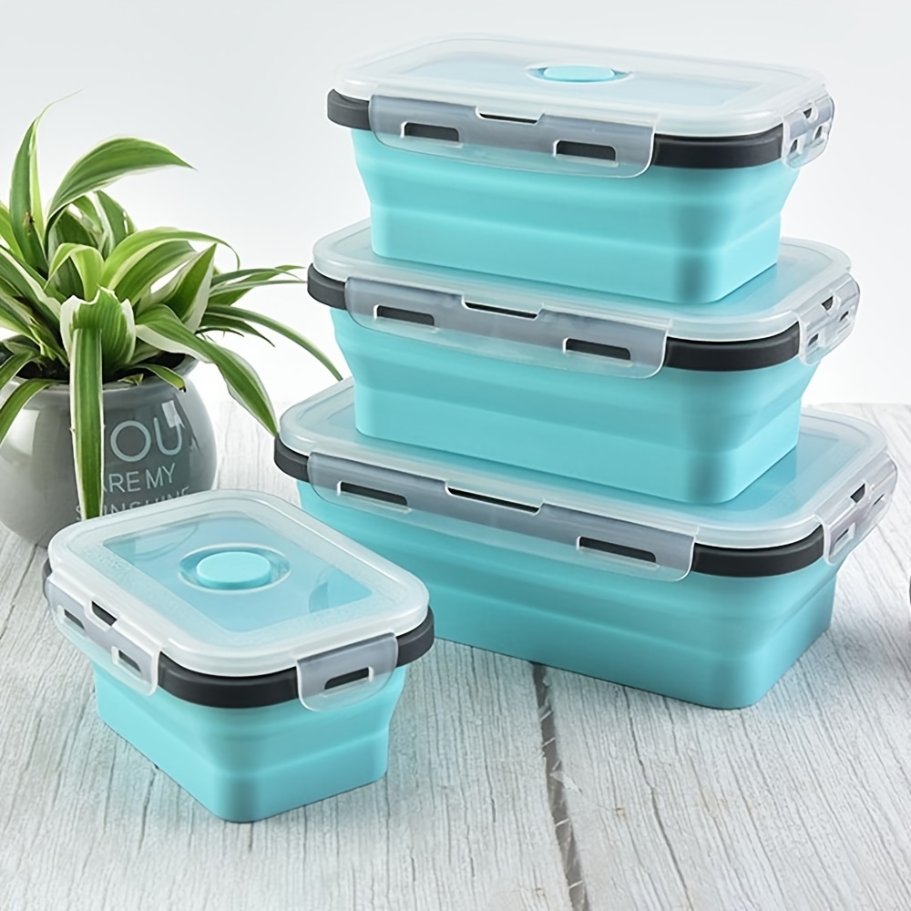 4 Pcs Silicone Collapsible Food Storage Containers with Lids