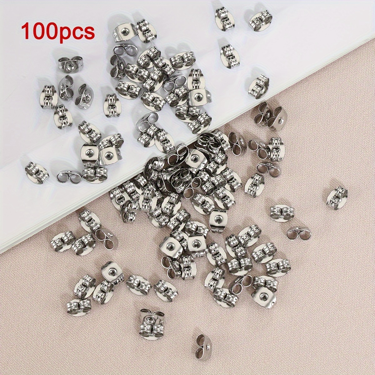 TEMU 100pcs Tapones Dorados De Acero Inoxidable Para Pendientes De Mariposa, 6x4.5mm - Topes Seguros Para Hacer Joyería DIY