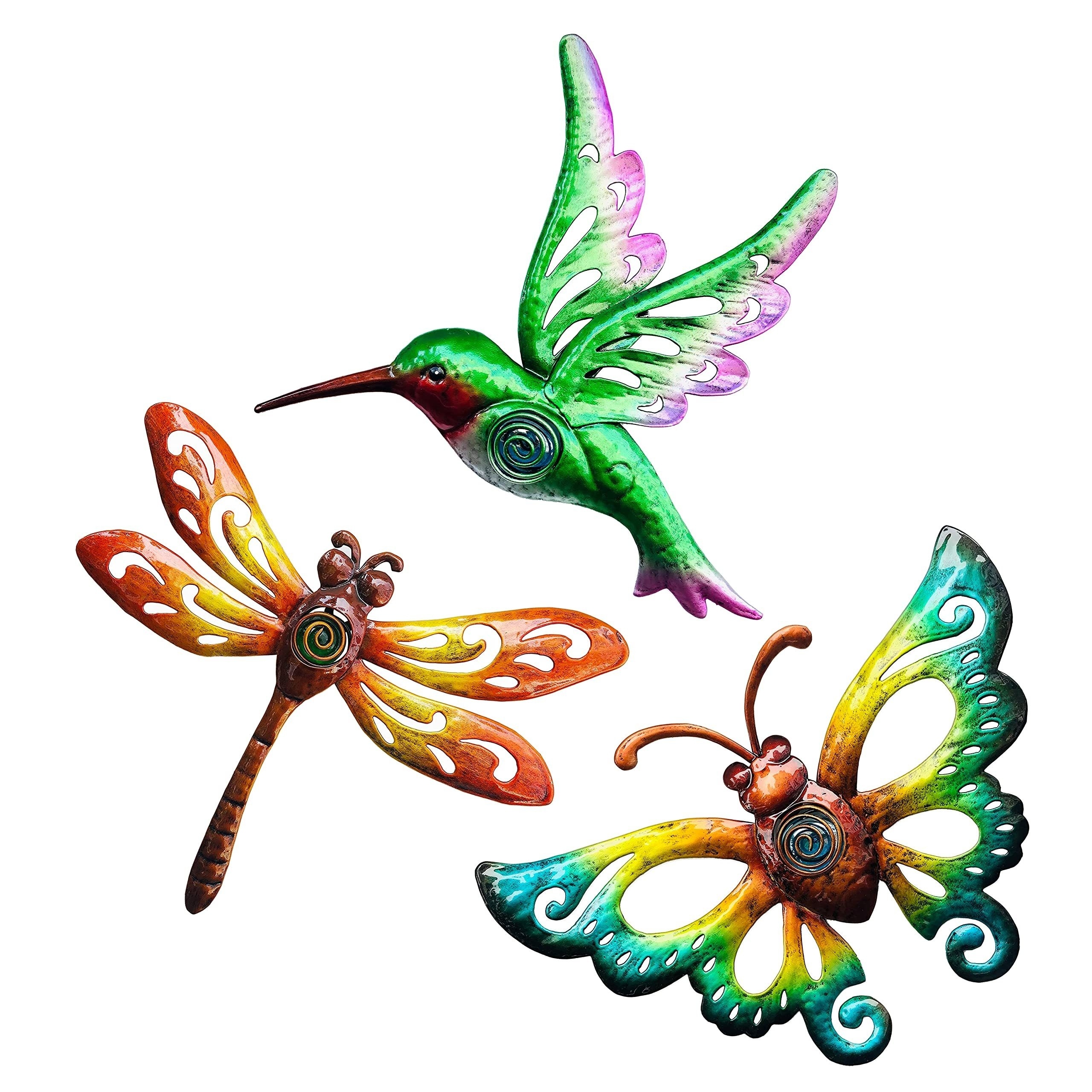 

3pcs Hummingbird Butterfly Dragonfly Metal Wall Art Decor, Wall Sculpture Decoration Hanging For Home Living Room Bedroom Garden Porch Patio Balcony Ornament For Indoor Outdoor
