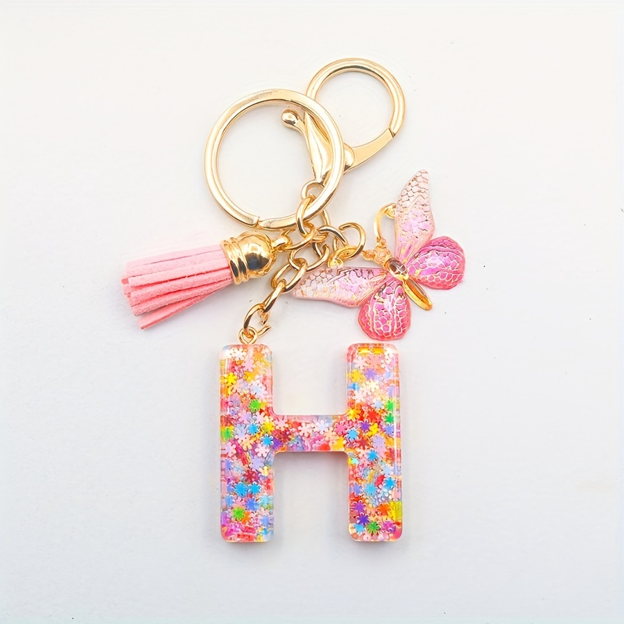 1pc Initial Letter Keychain Resin Letter Keychain Pendant Backpack Purse Accessories for Girls,Temu