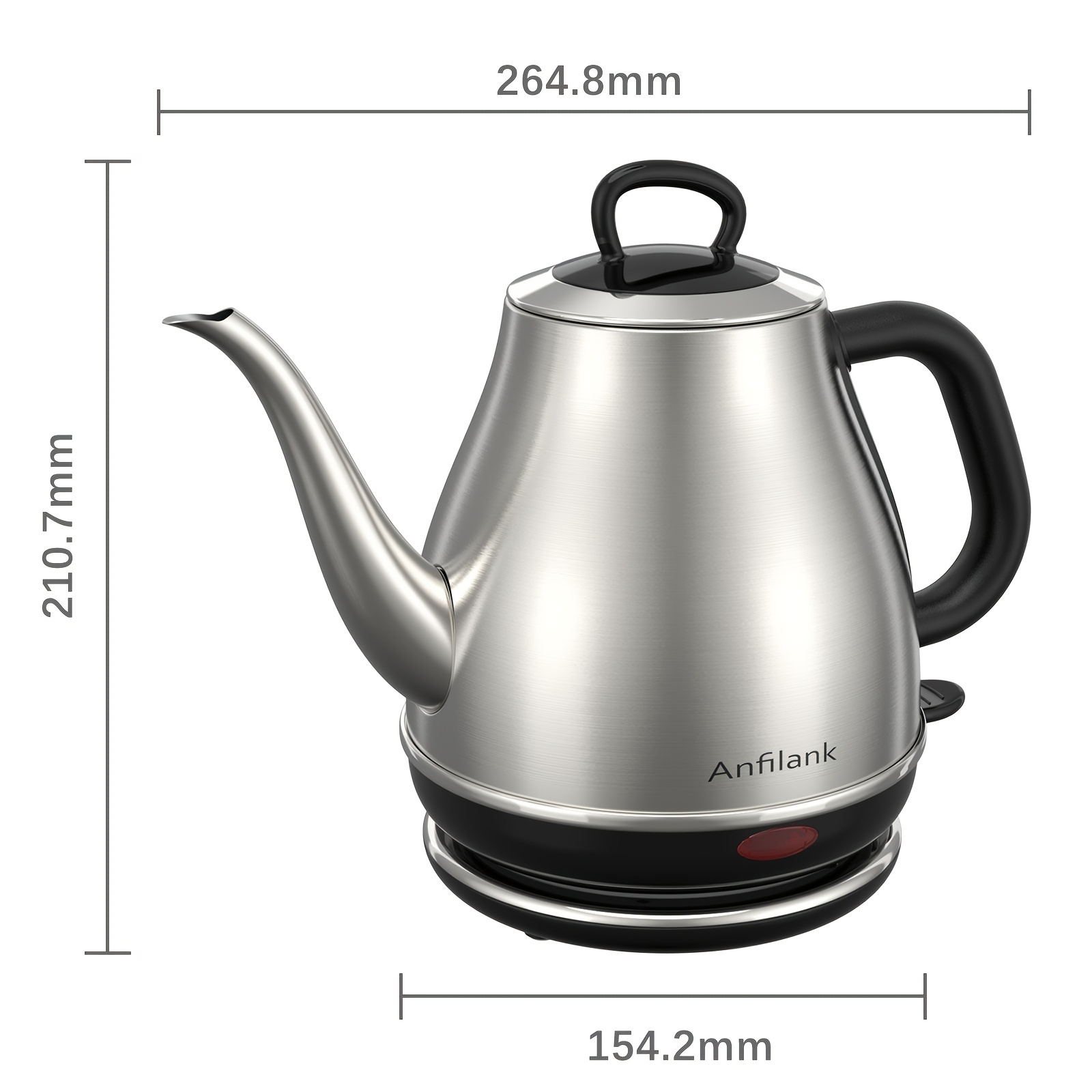 Portable Electric Kettle 1.7L, Stainless Steel BPA Free Classic Pour Over  Coffee Kettle