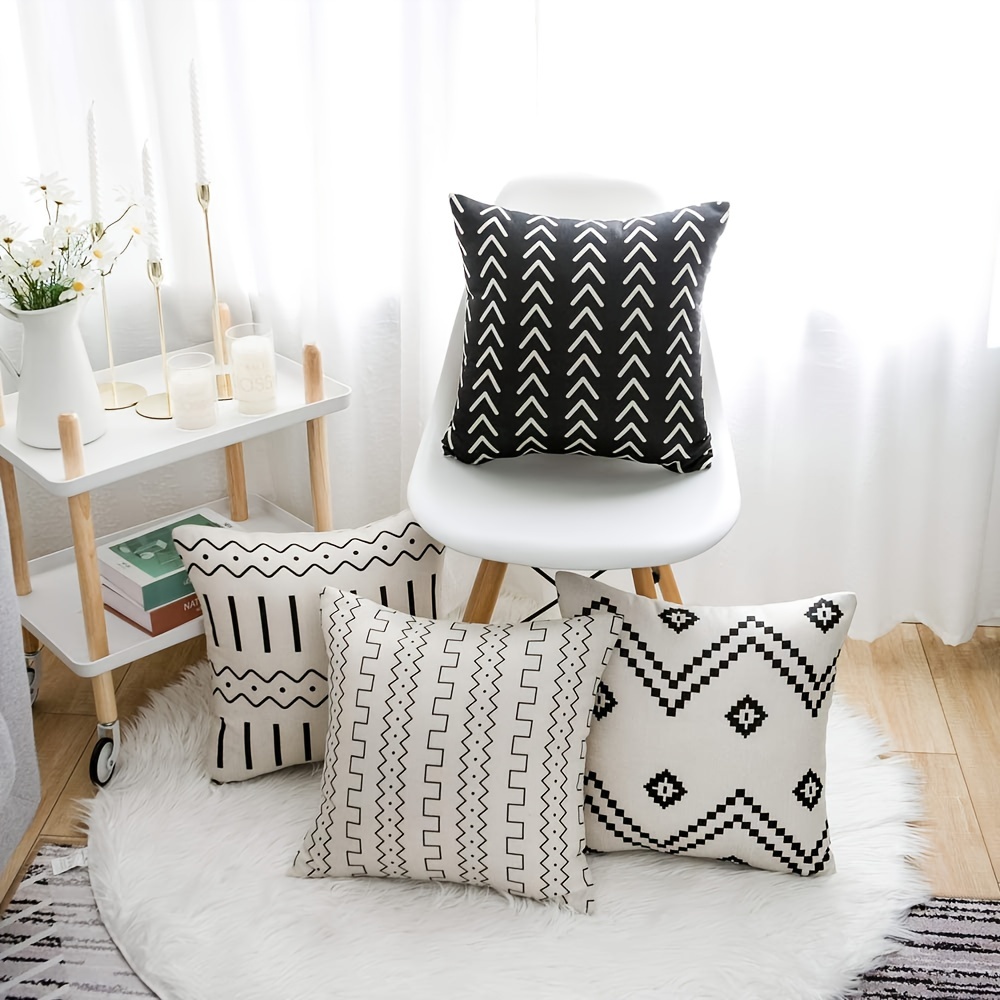 Modern Geometric Throw Pillow Covers Linen Home Decor Pillow - Temu