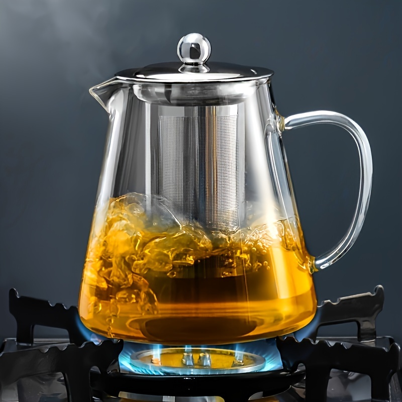 1pc Glass Teapot Kettle with Removable Stainless Steel Tea Filter