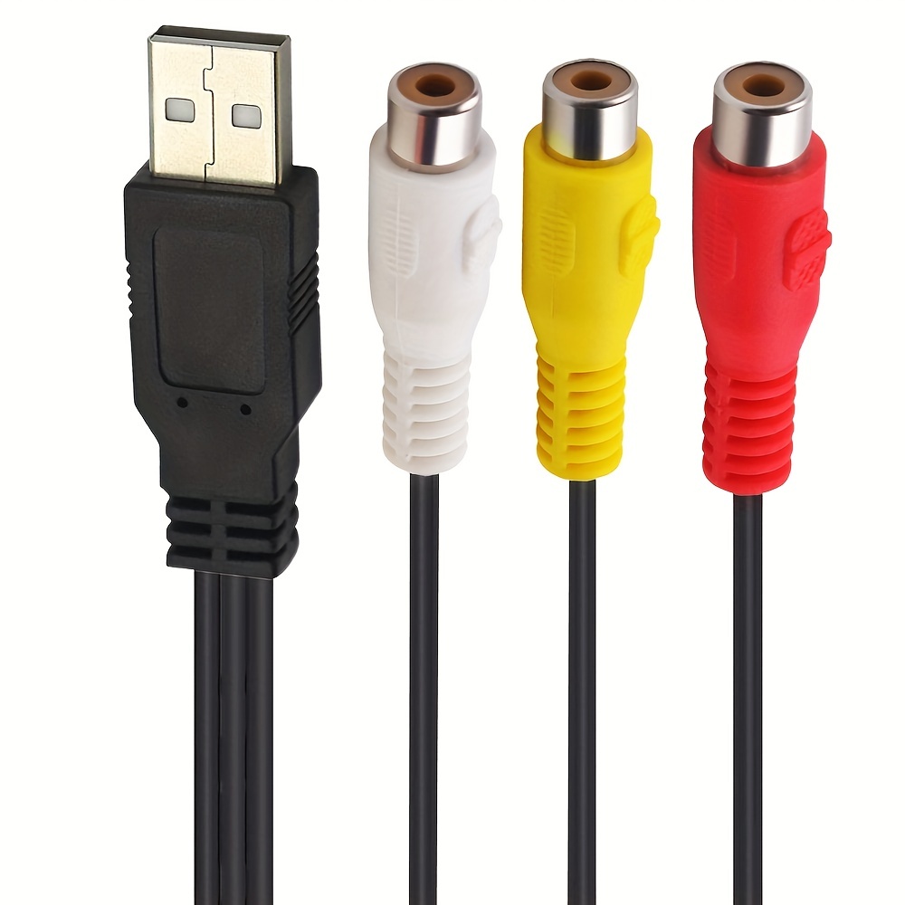 Cable USB a 3 RCA, [2 unidades] USB macho de 0.8 ft a 3 RCA hembra Jack  Splitter Audio Video AV compuesto cable adaptador cable cable para TV/PC
