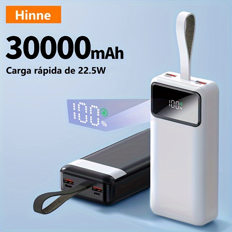 Mini banco de energía con carga rápida bidireccional, cargador externo  portátil, pantalla digital, led, xiaomi, iphone, 80000mah