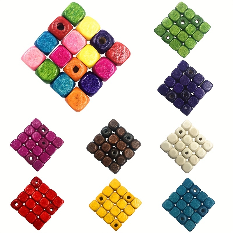 Mixed Color Wooden Beads Large Hole Beads Rainbow Charm - Temu