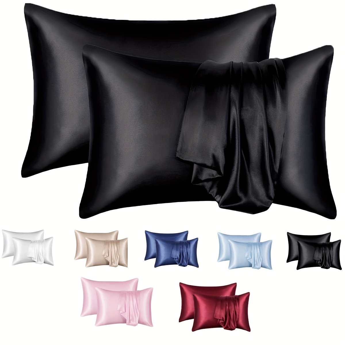 

2pcs Satin Pillowcase For Hair And Skin, Soft Pillowcase, Premium Quality Envelope Pillow Protector For Bedroom Sofa Dorm Room Home Decor, Without Pillow Core