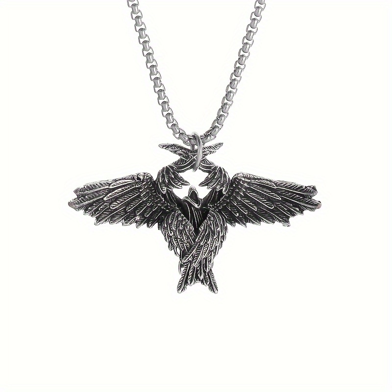 Image of 1pc Gothic Mystical Wings Pendant Necklace For Men Women Retro Punk Hip Hop Fashion Jewelry Gift