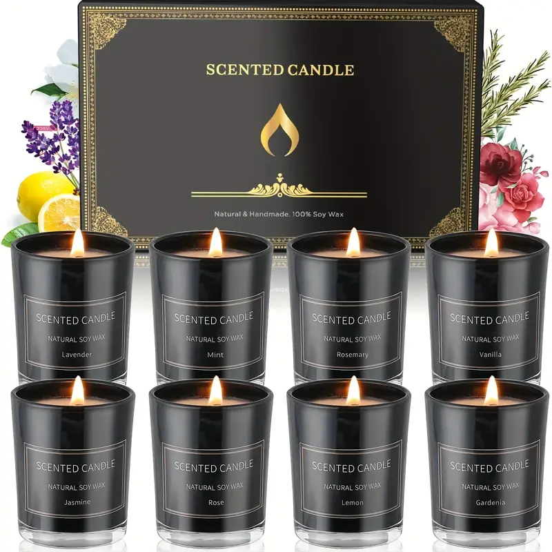 8pcs/set Smokeless Scented Candles, Home Room Lasting Niche Premium Soy Wax  Candle Fragrance Gift, Home Essential Oil Candle, Suitable For Valentine's