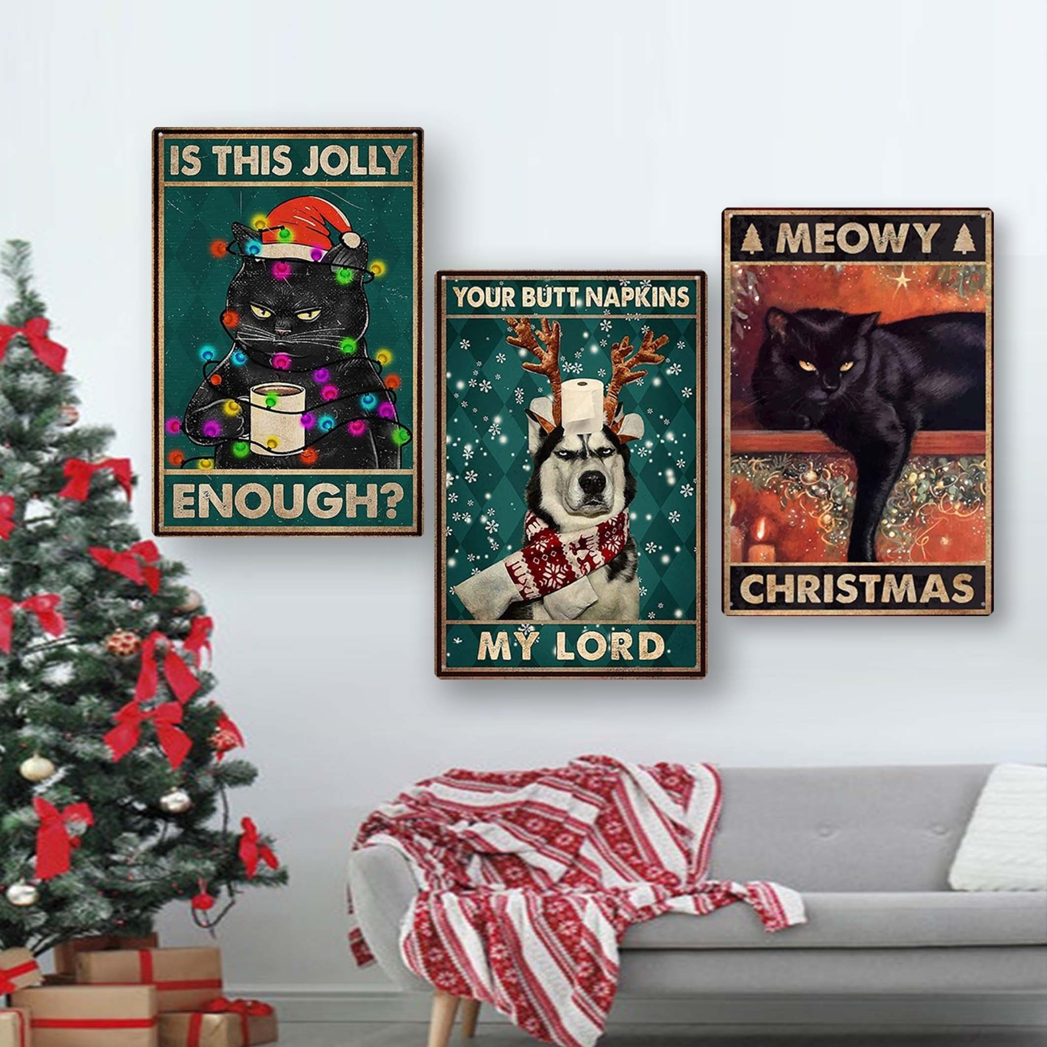 Décoration de Noël en forme de chat noir à suspendre, pour fête de Noël,  décoration d'intérieur, cadeau pour les amoureux des chats : :  Cuisine et Maison