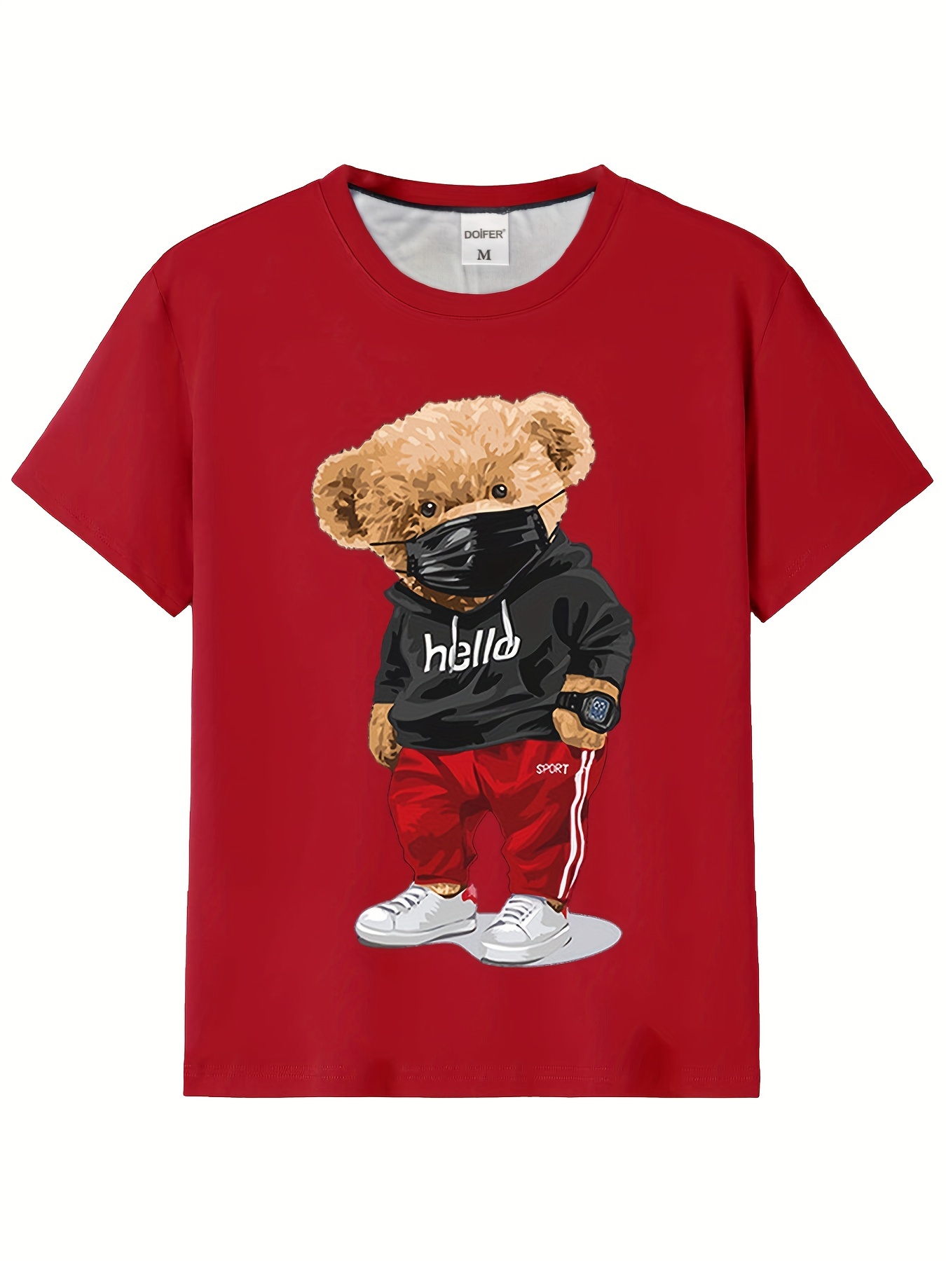 Funny Teddy Bear Basketball Cute Cartoon Print Men's Top, Casual Slightly  Stretch Short Sleeve Crew Neck T-shirt, Men's Tee For Summer - Temu United  Arab Emirates