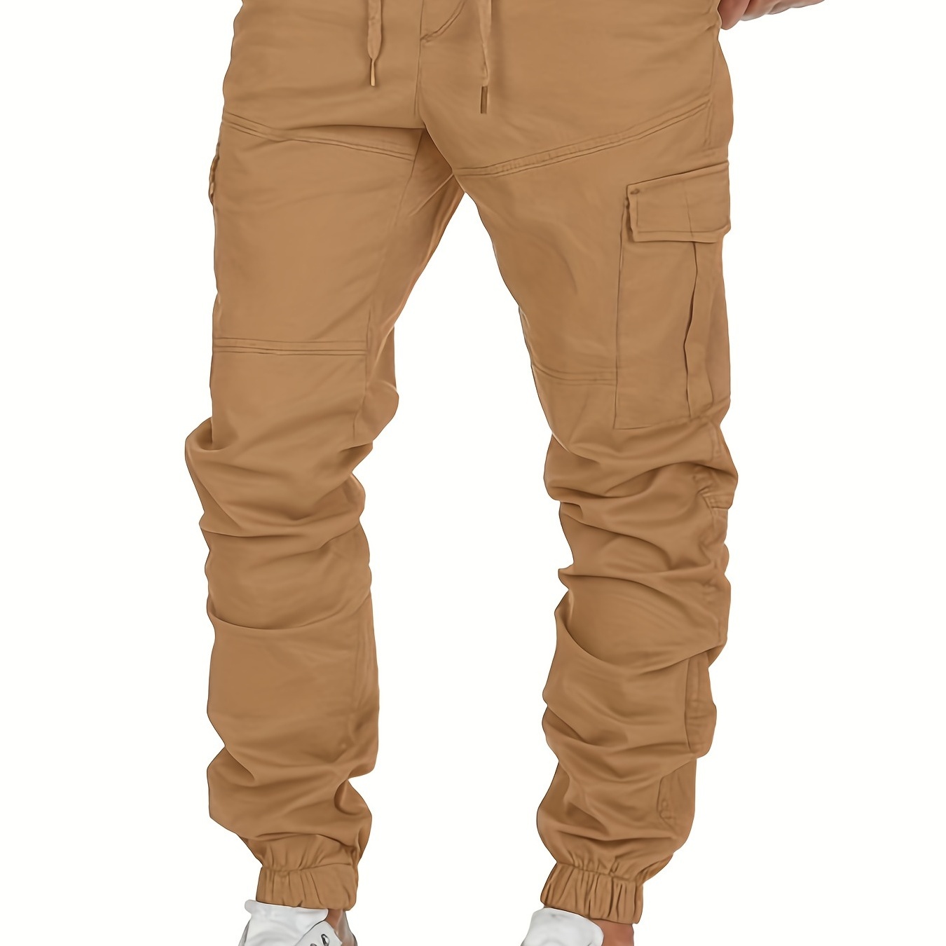 Men's Drawstring Relaxed Fit Cargo Pants With Flap Pockets, Loose Casual Jogger Pants, All Seasons Outdoor