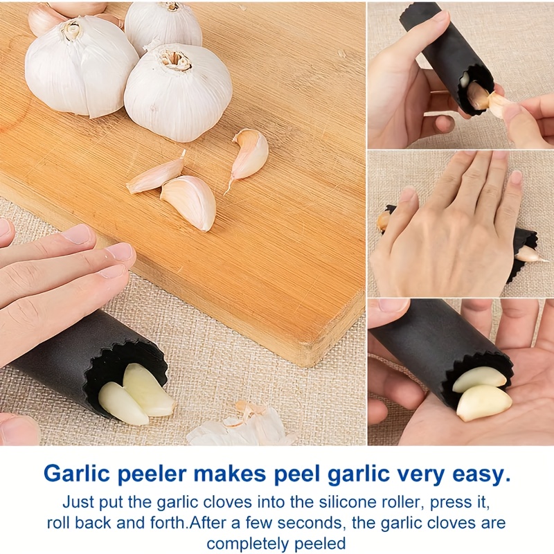 Garlic Press, Stainless Steel Garlic Press With Garlic Peeler