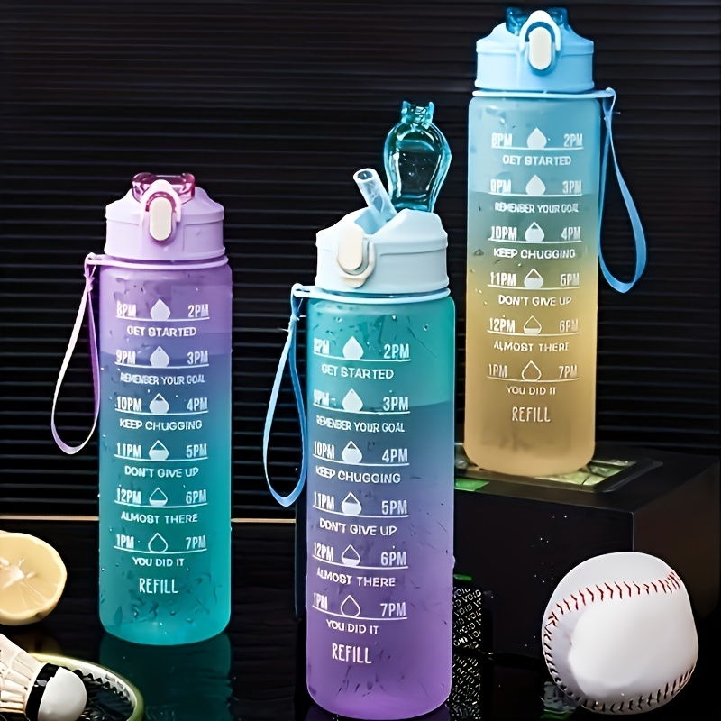 900ML Sports Water Bottle with Time Marker Leak-proof Cup