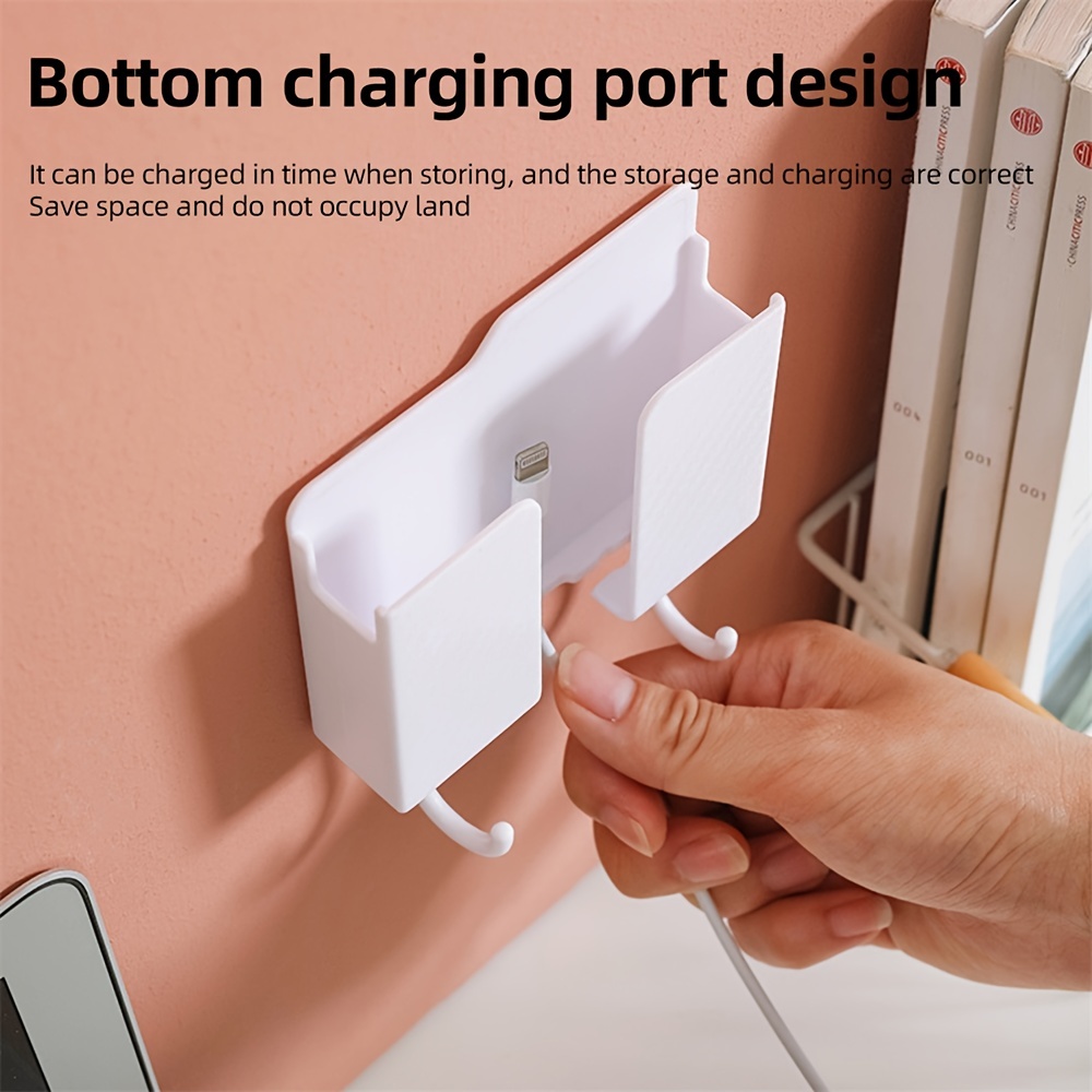 Wall Mount Phone Holder, Phone Stand With Data Cable Receiving Hole,multi  Purpose Phone Charging Dock With Adhesive,phone Holder New 2023