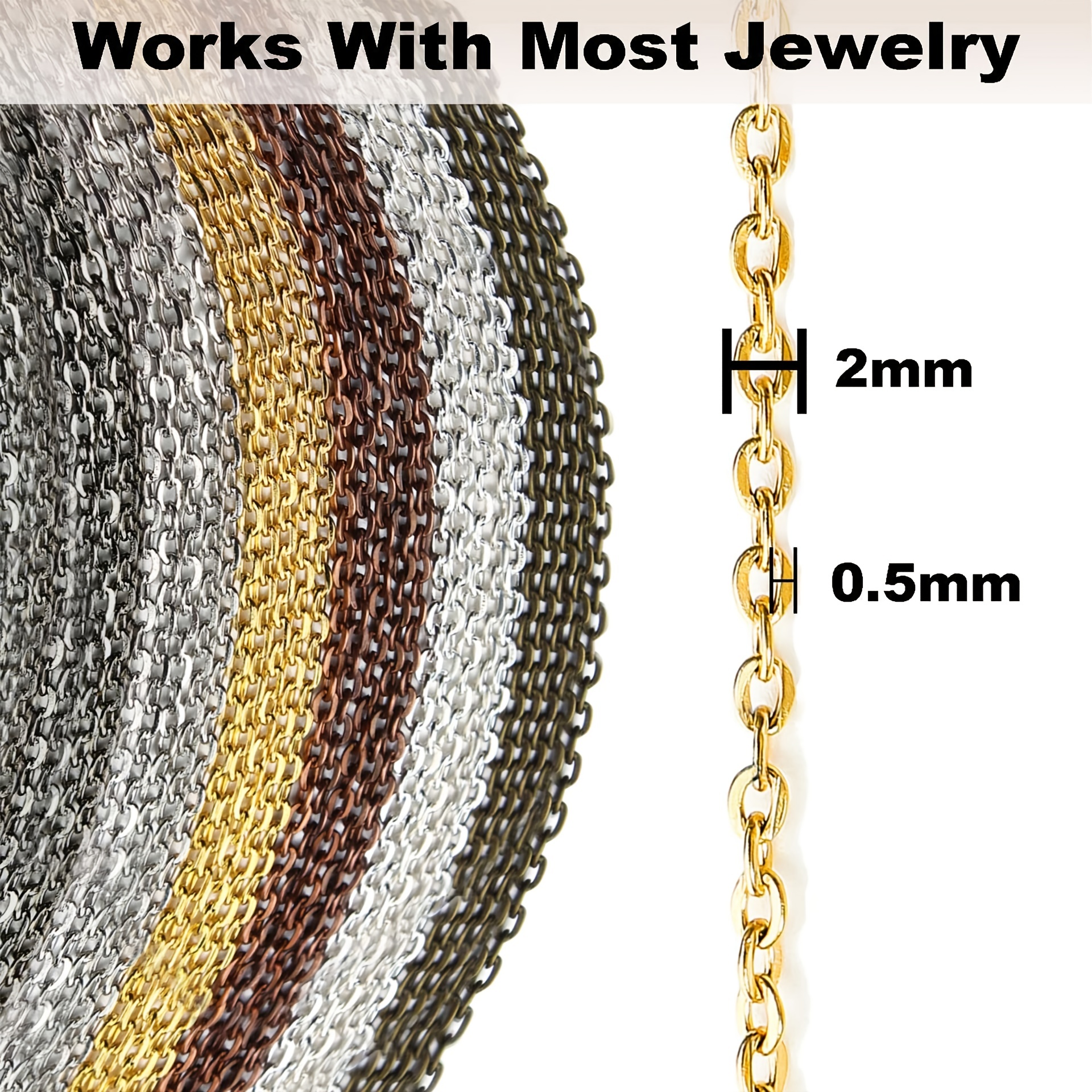 Jishi 33ft Link Cable Chain Roll 2mm, Rose Gold Chain for Jewelry Making  Necklace Earring Bracelet DIY Craft Jewelry Making Find