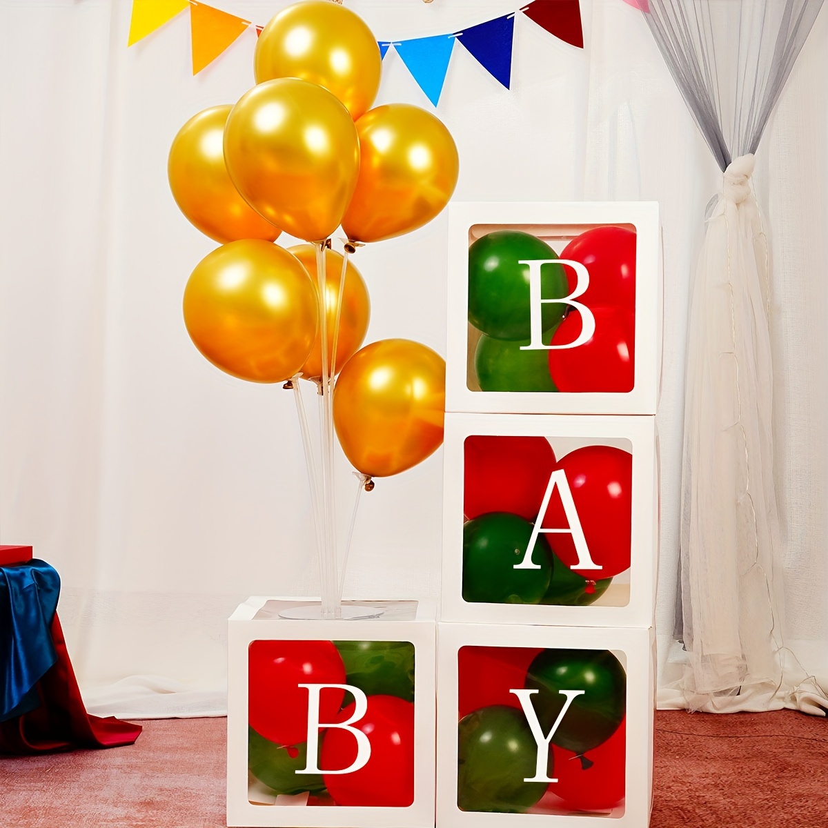 Cajas para bebés con letras para baby shower, bloques de cajas de globos  transparentes blancos para decoraciones de revelación de género y fiestas  de cumpleaños de 9,8 pulgadas, regalos de Navidad, Halloween