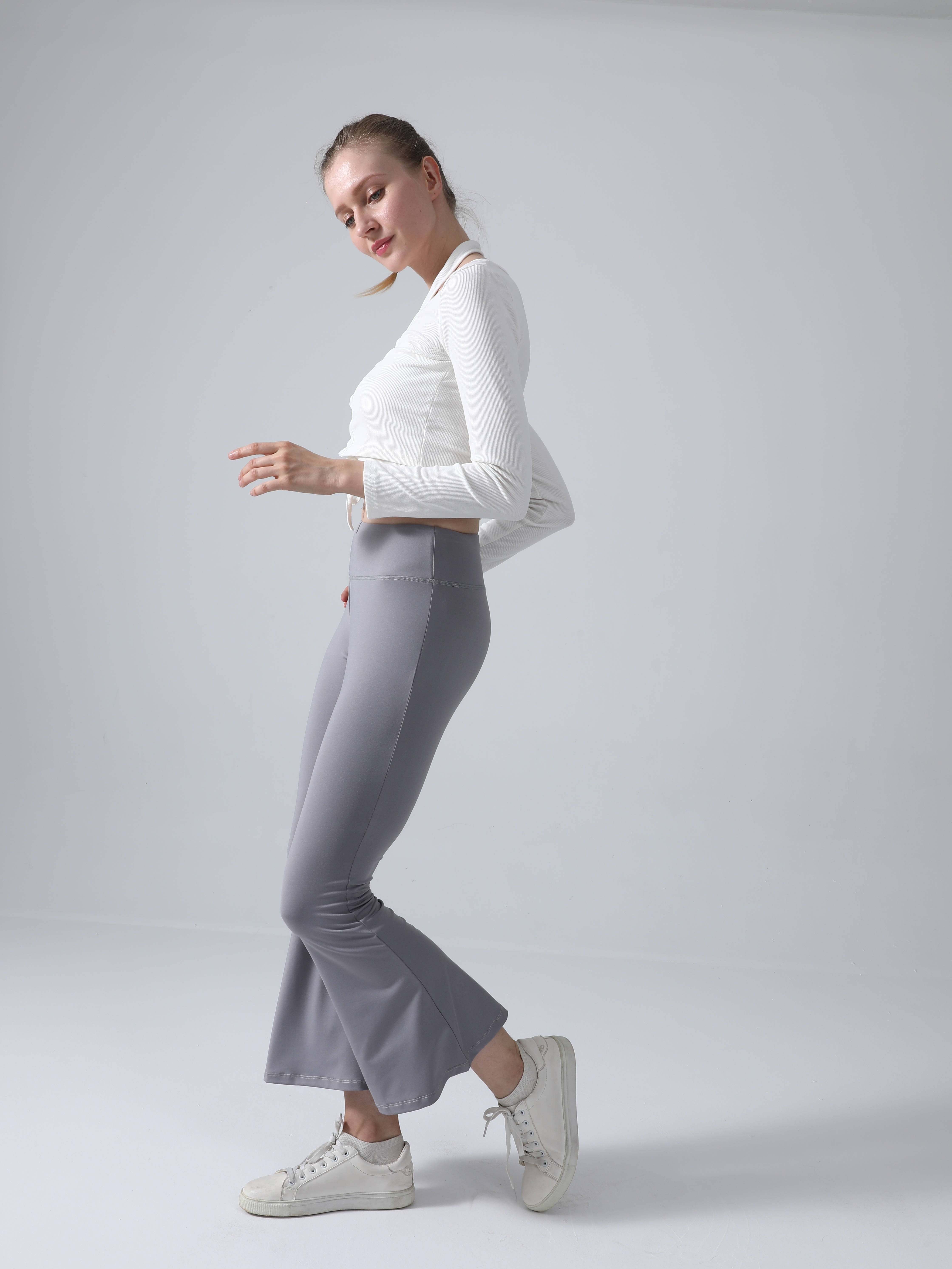 Seamless Yoga Fitness Flared Leggings Solid Color Bootcut - Temu