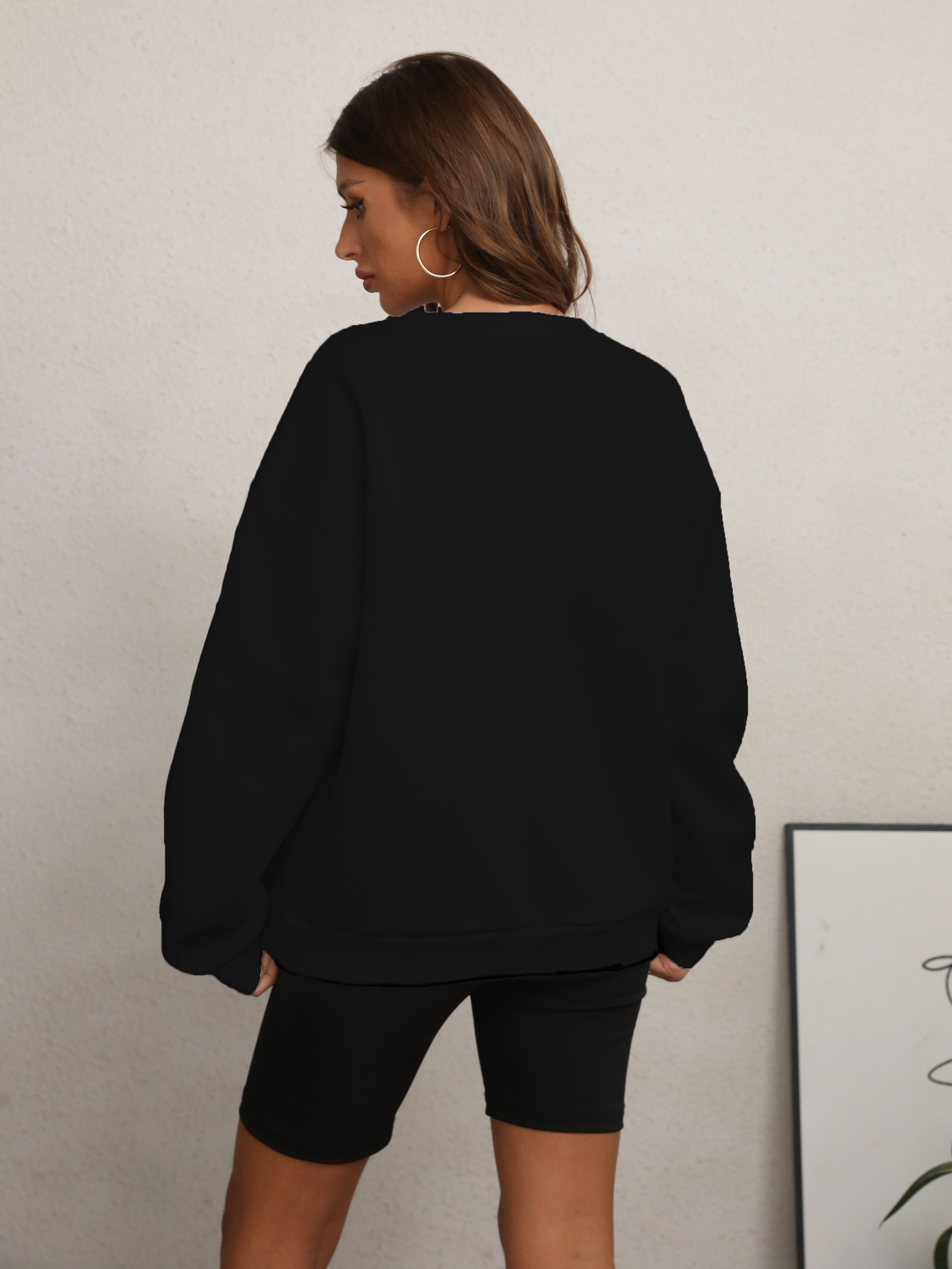 Casual round neck discount shoulder sleeve loose sweatshirt