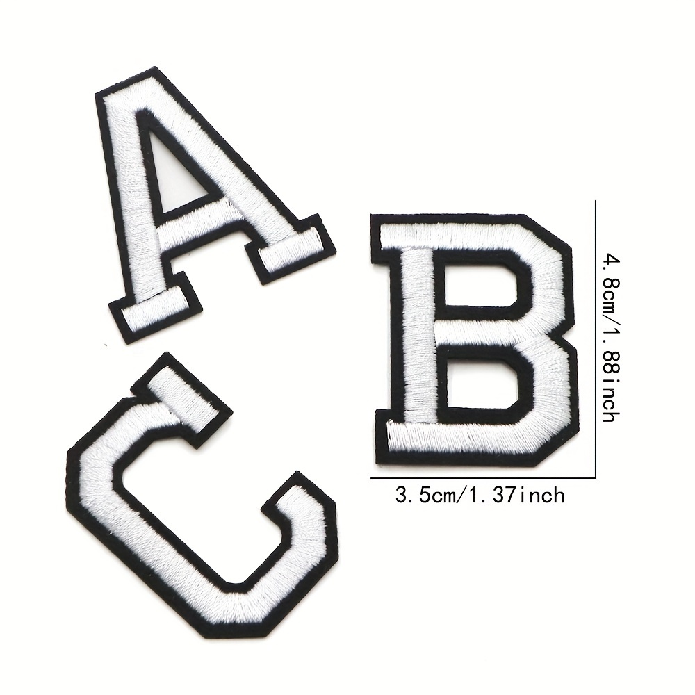 Black White 3D Letter Patch Patches Iron on / Sew on Alphabet
