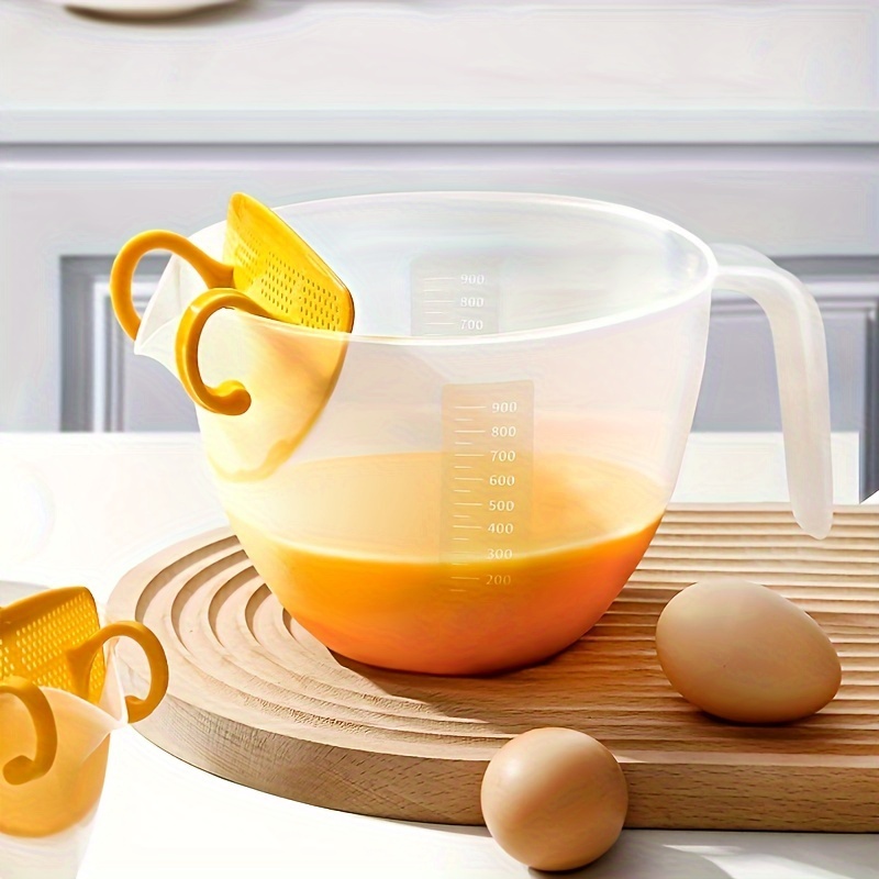 1pc Measuring Cup, Filter Measuring Cups, Liquid Measuring Cups, Large  Capacity Transparent Stirring Egg Strainer Bowl With Ergonomic Handle,  Kitchen Tools 