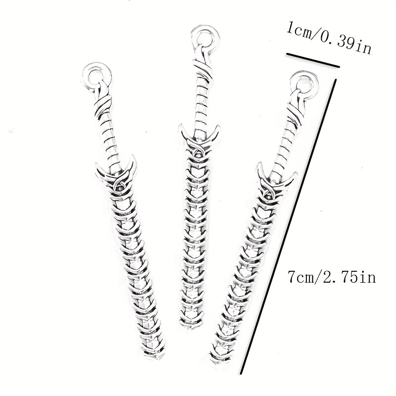  15PC Antique Electrophoretic Black Angel Sword Charms