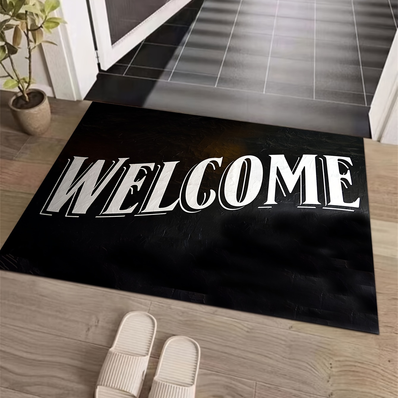 1pc, Alfombra De Diamantes Negros Y Blancos Para Interiores Y Exteriores  Para Tapetes De Puerta Delantera En Capas, Porche, Cocina, Granja, Entrada,  Tapete De Puerta Delantera Antideslizante, Tapete De Entrada Interior Y