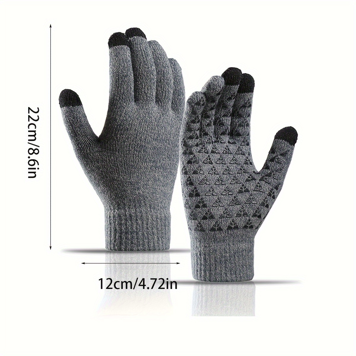 Gants tactiles tricotés en laine pour hommes (Couleur: No selection: Gris)