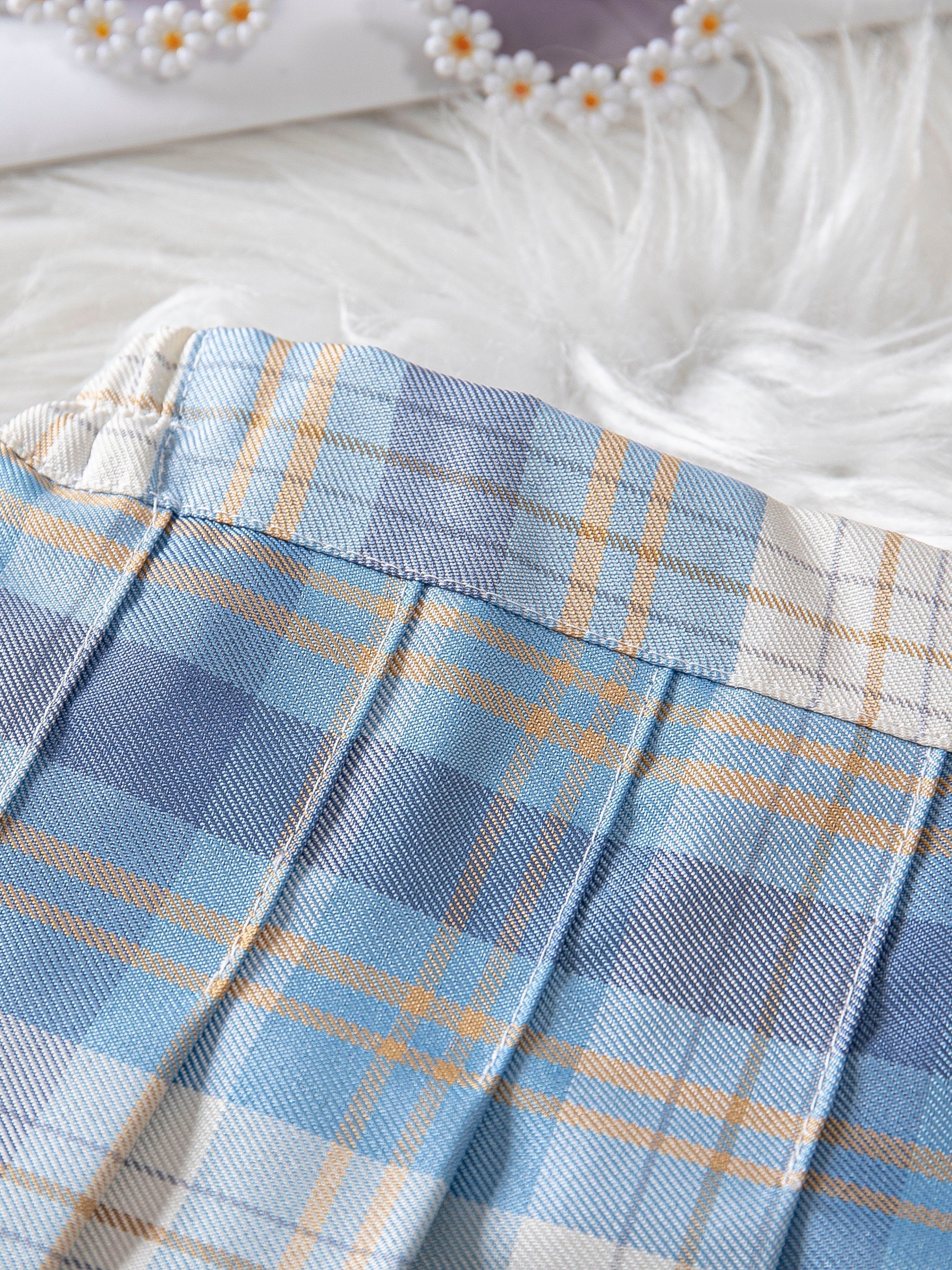 Blue Plaid School Girl Skirt - Spencer's