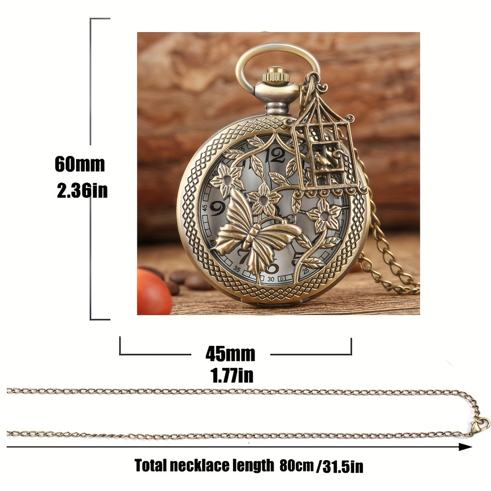 Butterfly pocket 2024 watch necklace