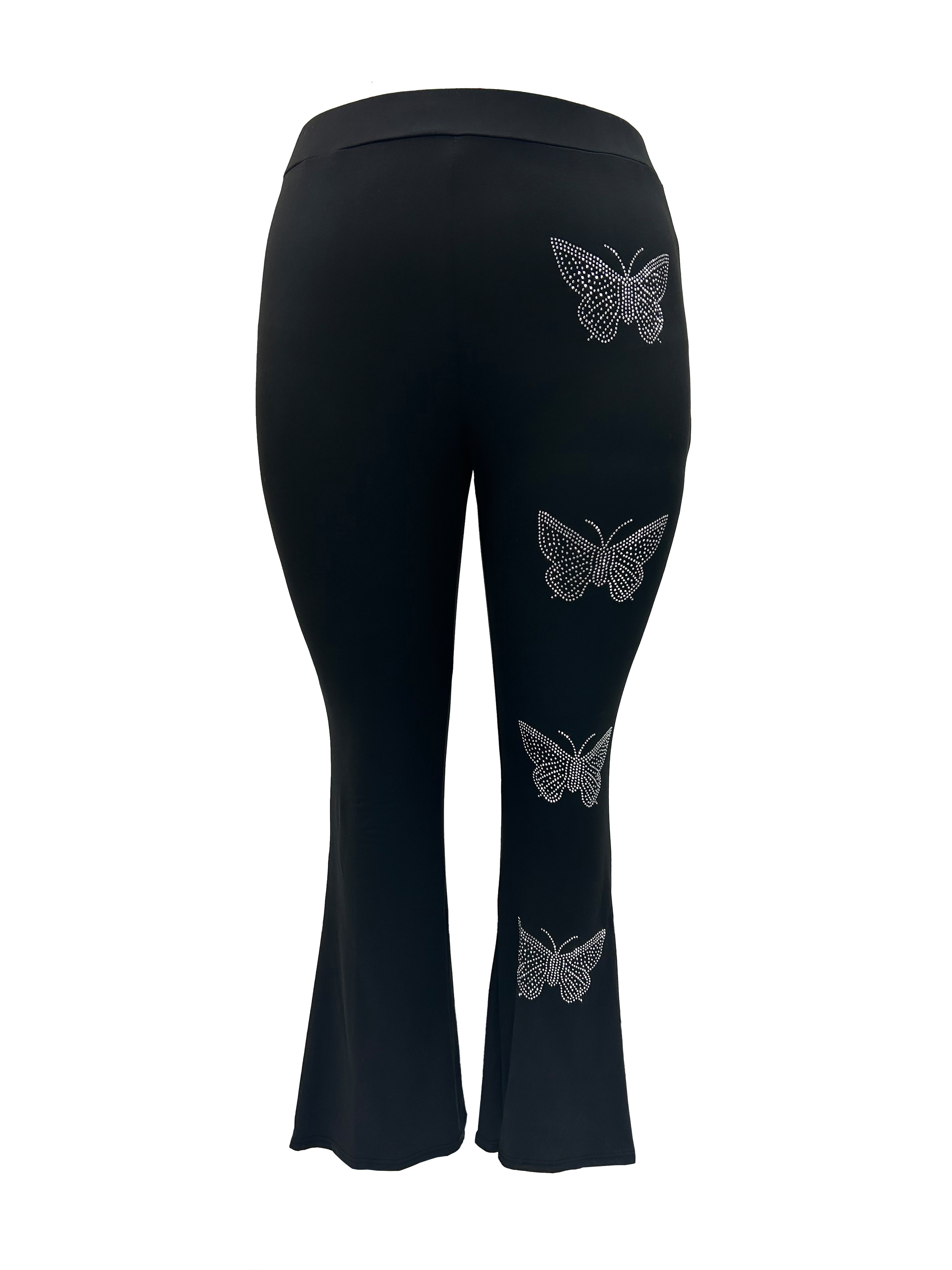 Plus Size Butterfly Pattern Flare Leg Pants Casual - Temu