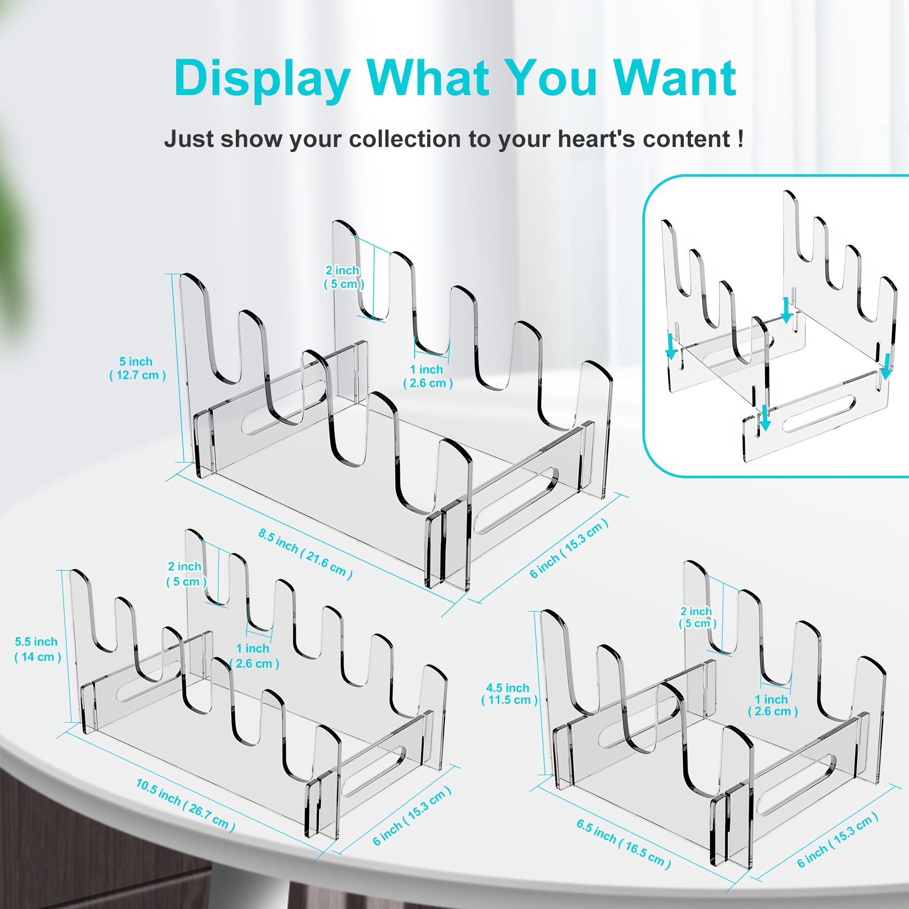 Fashion Clear Plastic Plate Display Stand Picture Frame Easel Holder Arts  Case Holders Photo Display 3/