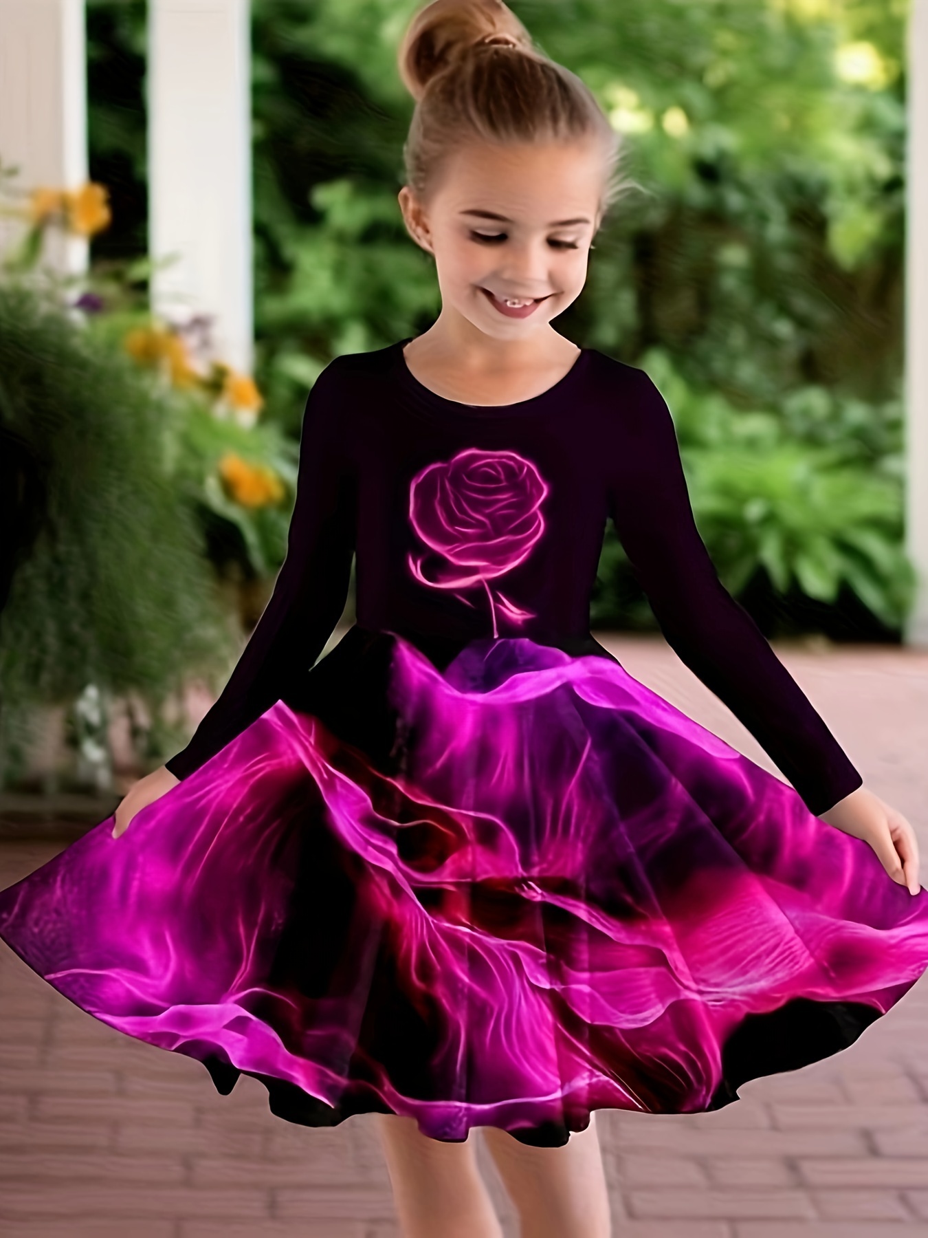 Just Cute Twirl Dress Rose Floral