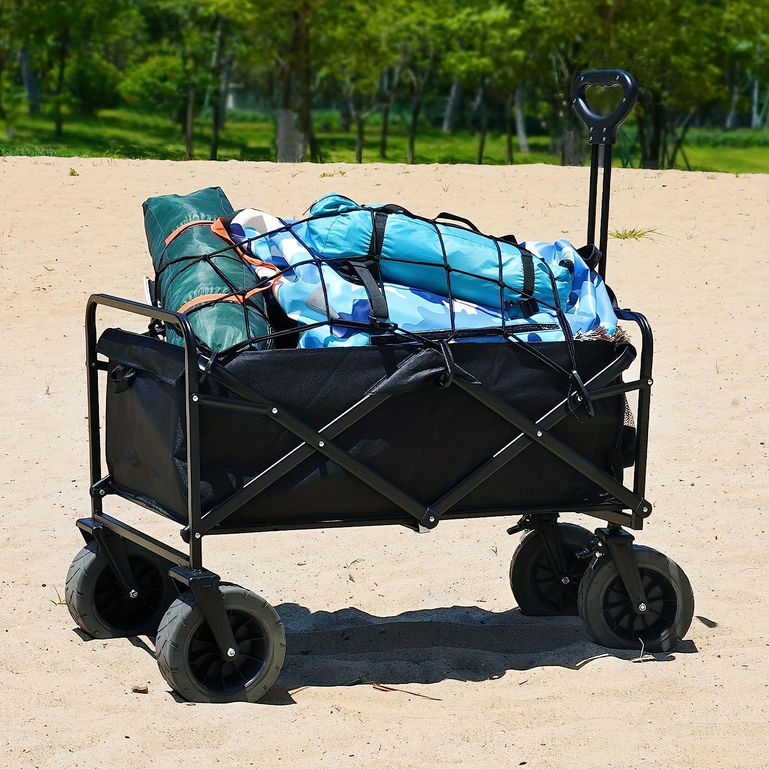 Carro plegable, carro plegable, carro utilitario resistente, carrito  portátil de playa de jardín con ruedas, para playa, compras, comestibles,  etc.