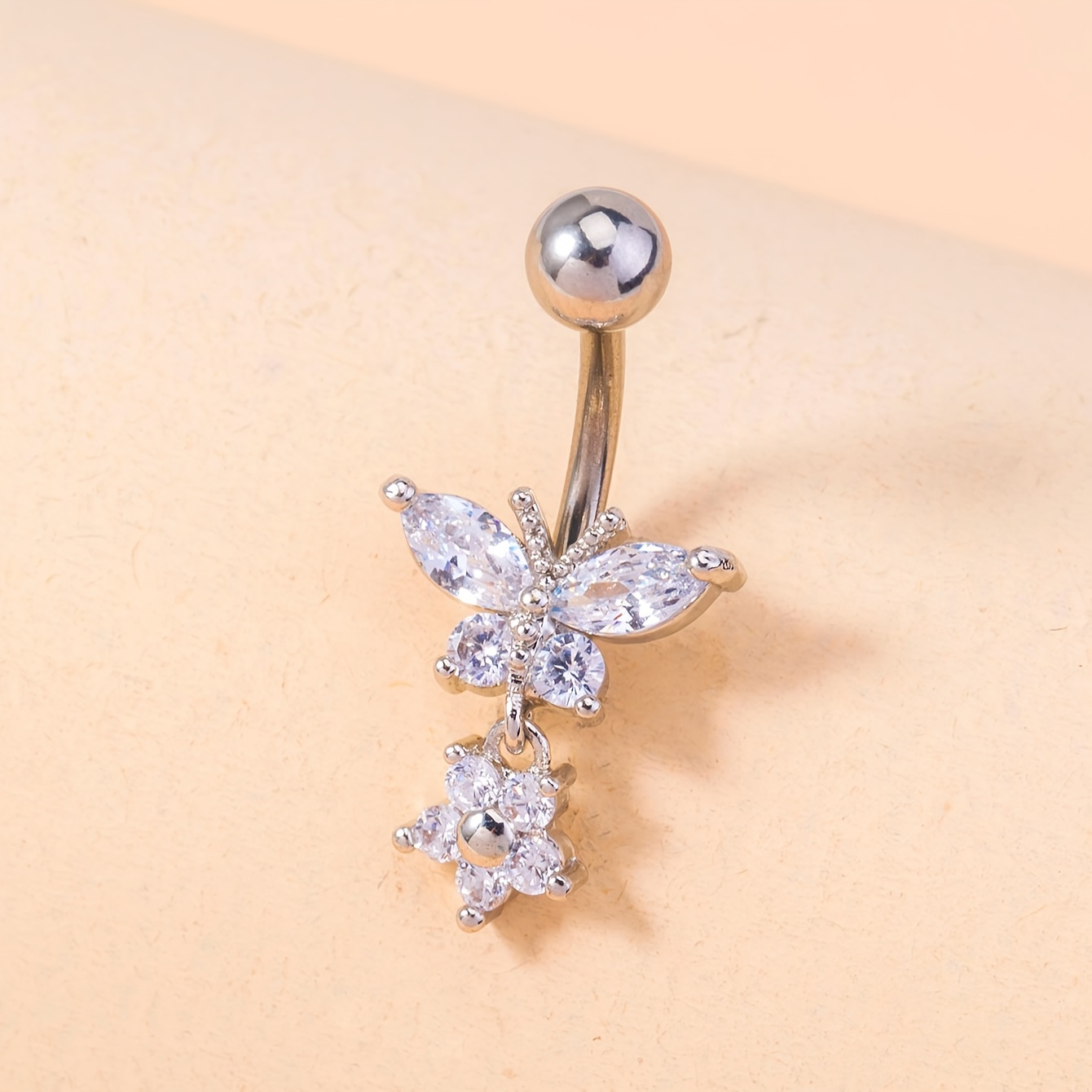 Image of A Fashionable And Minimalist Micro-inlaid Synthetic Zirconia And Star Shaped Navel Piercing Navel Accessory