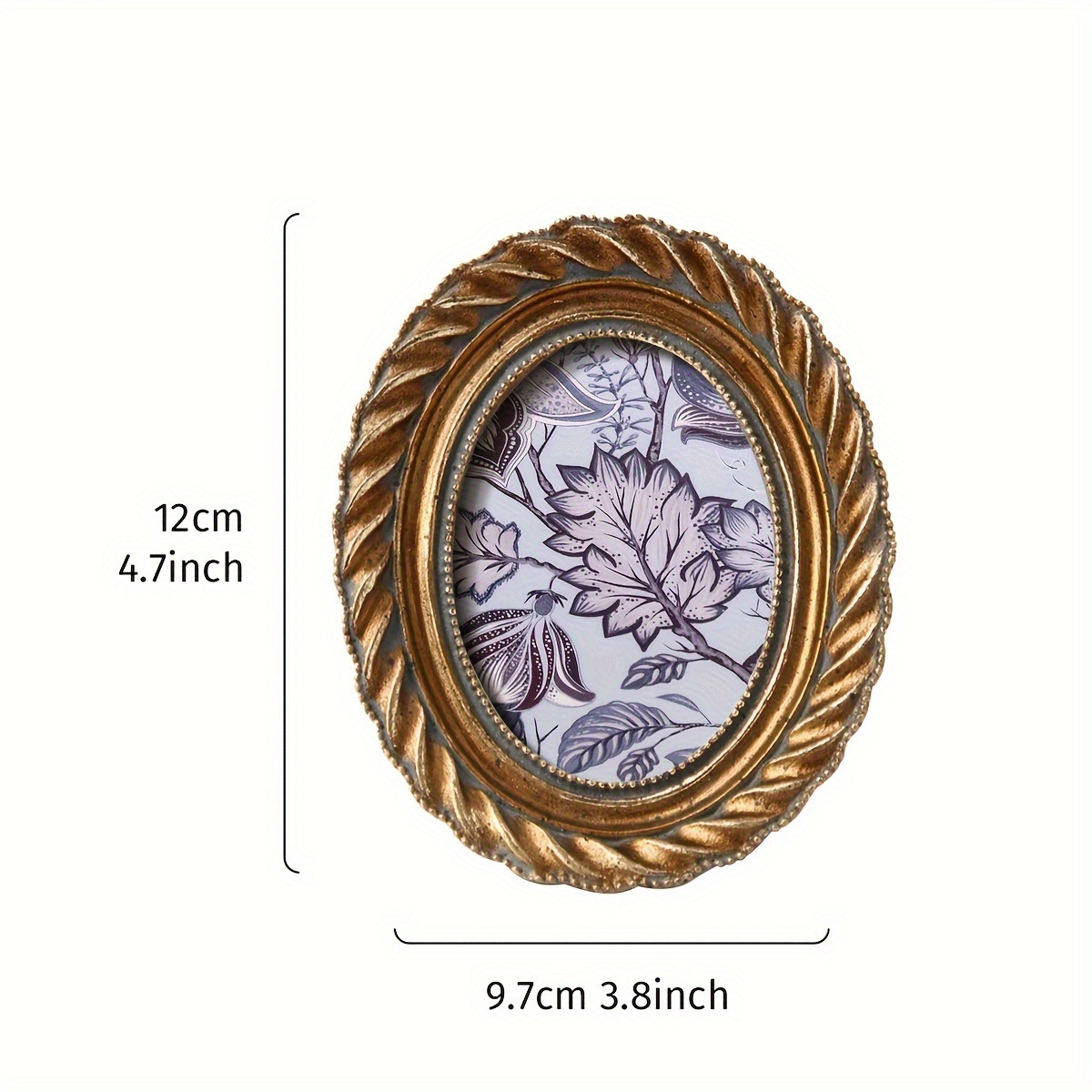 Image of Vintage-inspired Golden Oval Photo Frame With Lace Detail, Versatile Horizontal Or Vertical Display, Includes Random Insert Paper - Home Decor