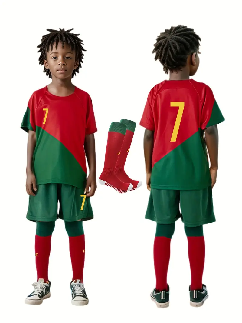 Traje Fútbol Niños Camiseta Fútbol Bloques Color # 7 Niños - Temu Chile