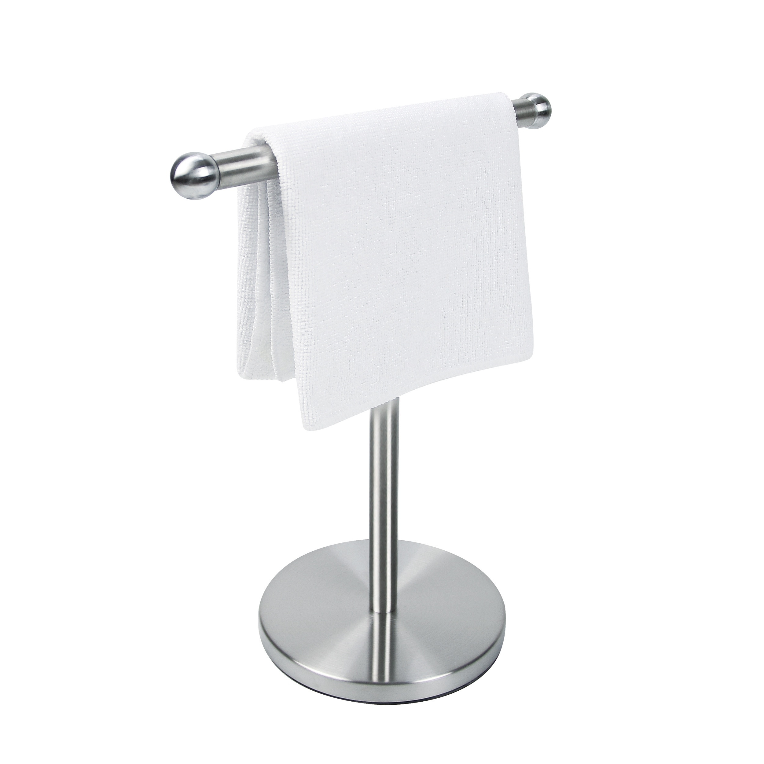 Soporte para toallas de mano para encimera de baño, soporte para toallas de  mano en forma de L con base de madera, toallero de pie para encimera de