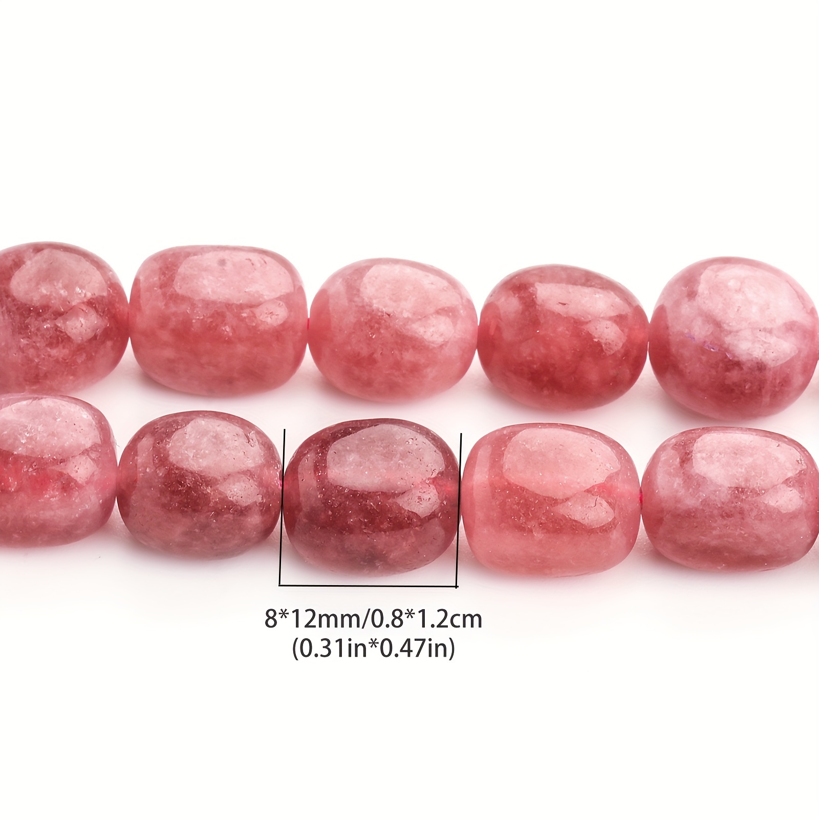 Diy Loose Stone Beads Strawberry Rose Quartz Irregular Shape - Temu