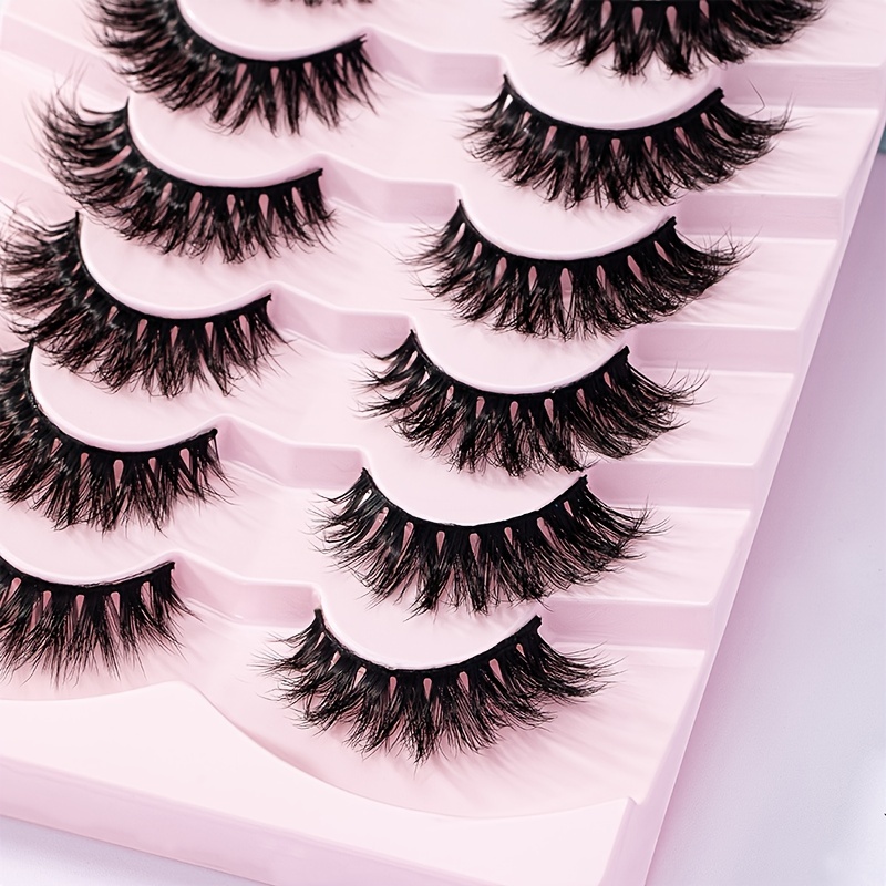 7 Pairs 5D Curl Fluffy Faux Eyelashes 15mm Wispy False Eyelash Extensions Pack