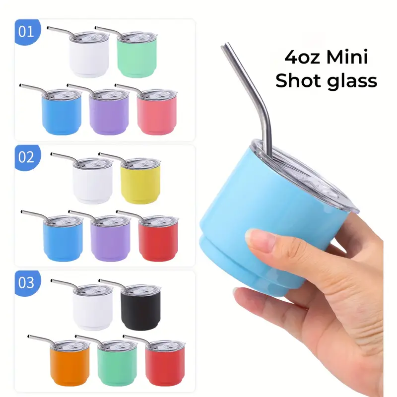 Straight Mini Glass Tumbler With Leak Proof Lid And Straw - Temu
