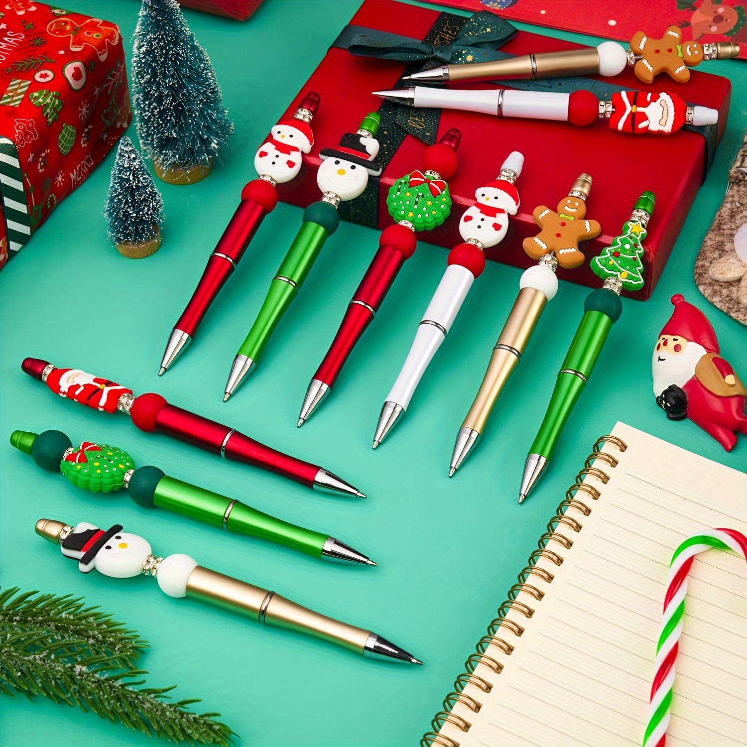 Colorful Bead Pen Christmas Mixed Style Silicone Bead Diy - Temu