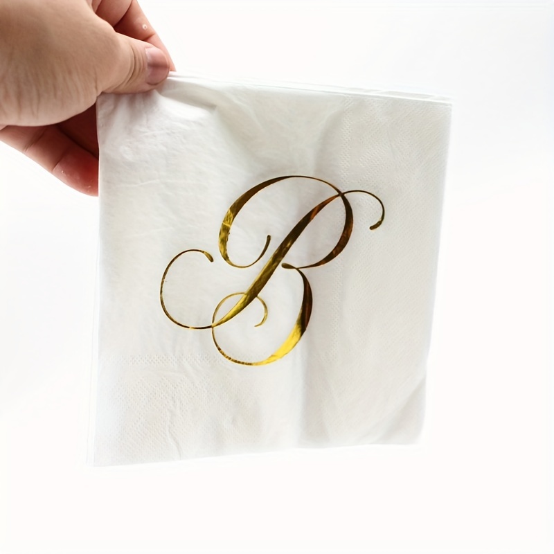 Golden Monogram Guest Napkins Letter B Paper Pack Elegant Metallic Golden  Foil Dinner Hand Napkin For Bathroom Powder Room Wedding Holiday Birthday  Party Baby Shower Decorative Towels - Temu